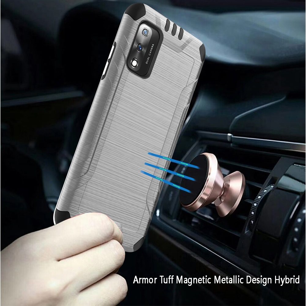 For Wiko Ride 3 Hybrid Dual Layer Case Metallic Brush Shockproof Rubber Cover - Imagen 34 de 84