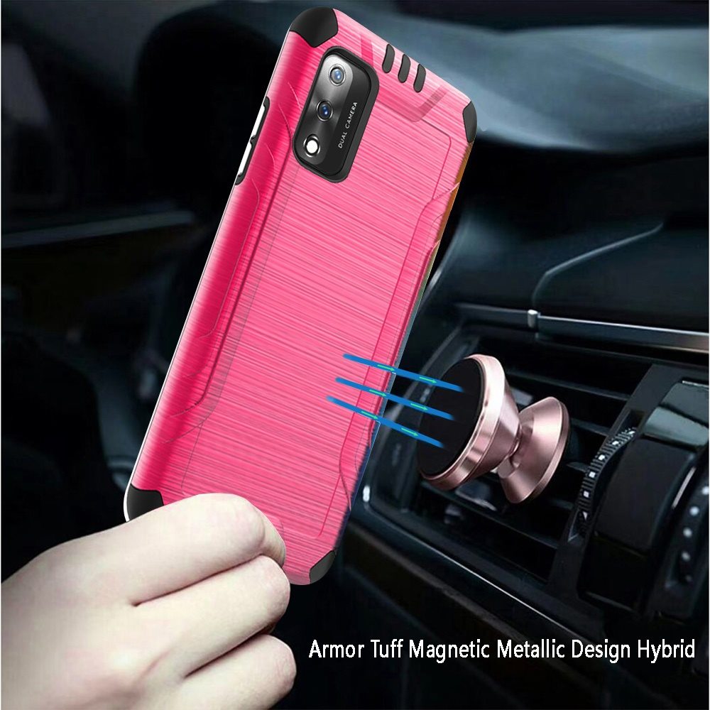 For Wiko Ride 3 Hybrid Dual Layer Case Metallic Brush Shockproof Rubber Cover - Imagen 52 de 84