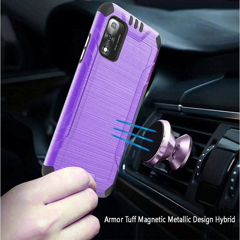 For Wiko Ride 3 Hybrid Dual Layer Case Metallic Brush Shockproof Rubber Cover - Imagen 79 de 84