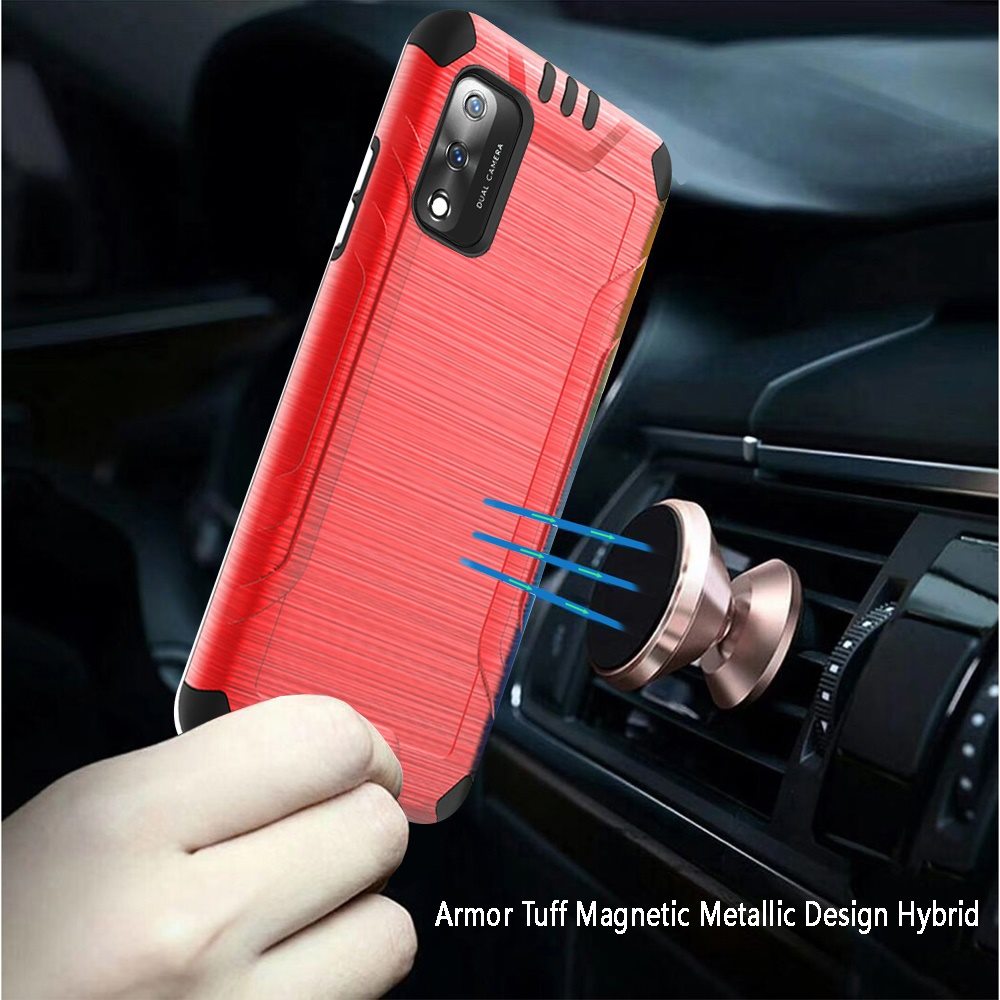 For Wiko Ride 3 Hybrid Dual Layer Case Metallic Brush Shockproof Rubber Cover - Imagen 43 de 84