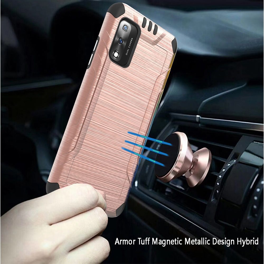 For Wiko Ride 3 Hybrid Dual Layer Case Metallic Brush Shockproof Rubber Cover - Imagen 70 de 84