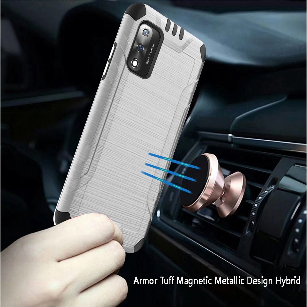 For Wiko Ride 3 Hybrid Dual Layer Case Metallic Brush Shockproof Rubber Cover - Imagen 61 de 84