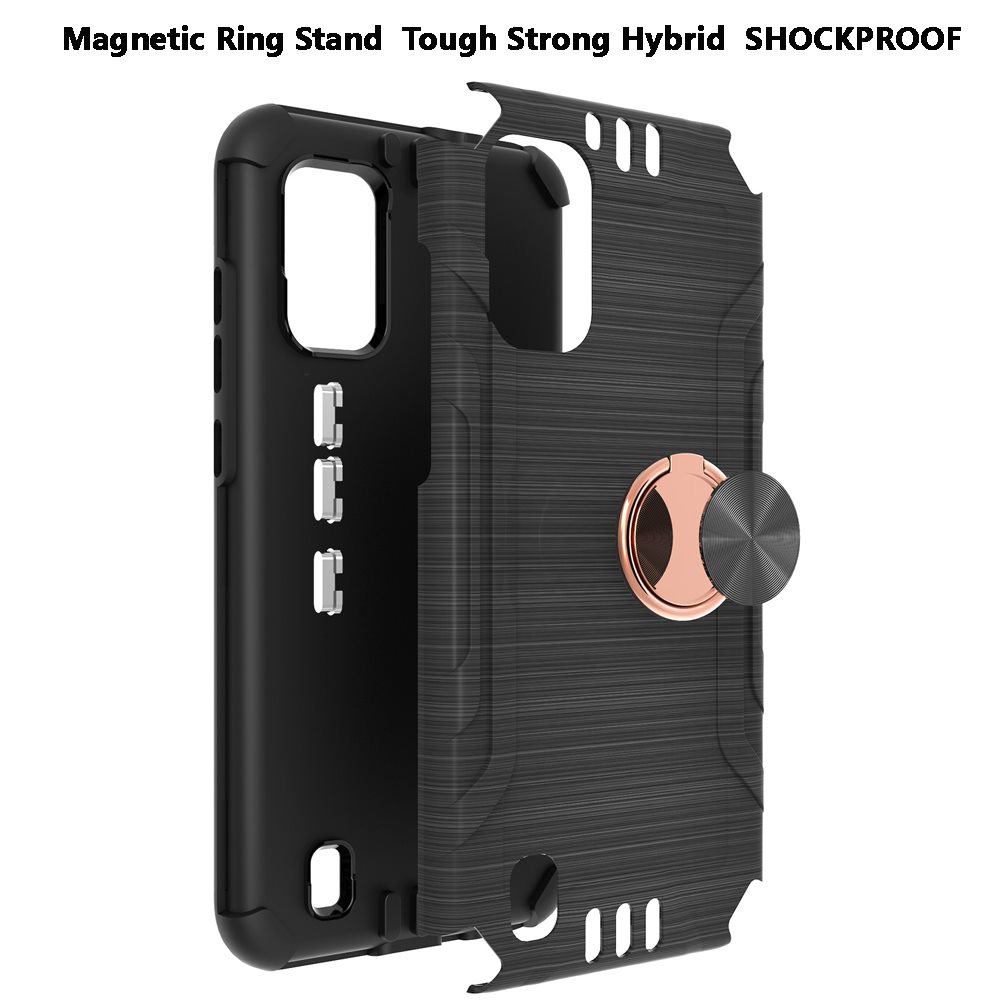 For Wiko Ride 3 Hybrid Rotating Ring Holder Stand Rubber Armor TPU Case Cover - Photo 9 sur 42