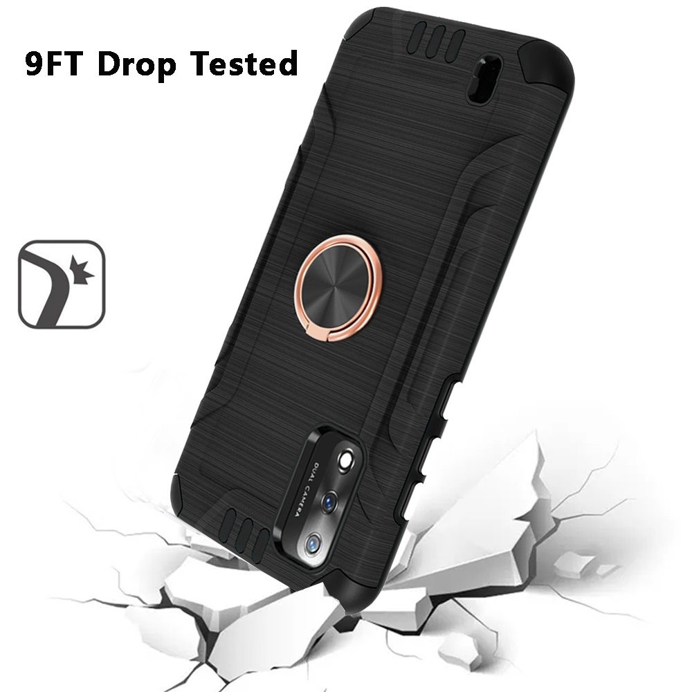 For Wiko Ride 3 Hybrid Rotating Ring Holder Stand Rubber Armor TPU Case Cover - Photo 7 sur 42