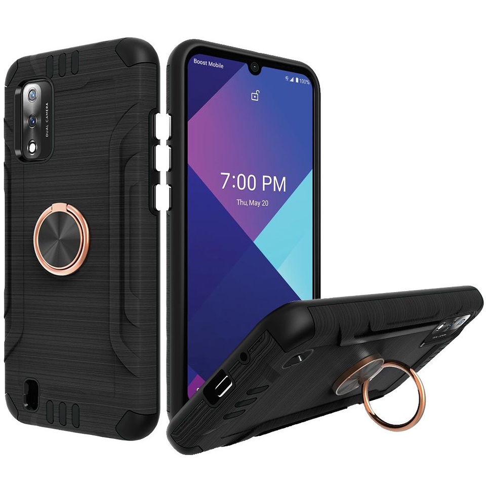 For Wiko Ride 3 Hybrid Rotating Ring Holder Stand Rubber Armor TPU Case Cover - Photo 12 sur 42