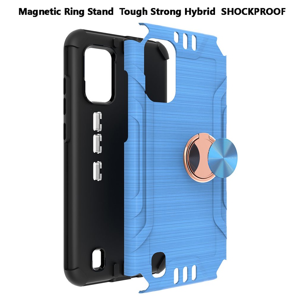 For Wiko Ride 3 Hybrid Rotating Ring Holder Stand Rubber Armor TPU Case Cover - Photo 17 sur 42
