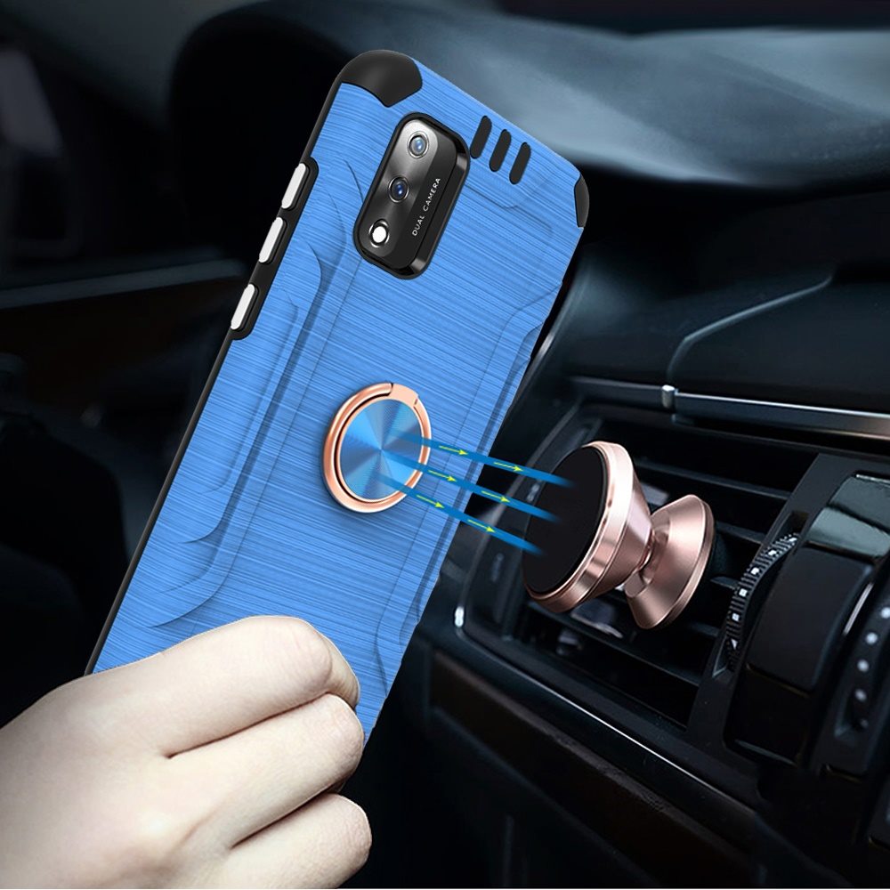 For Wiko Ride 3 Hybrid Rotating Ring Holder Stand Rubber Armor TPU Case Cover - Photo 16 sur 42