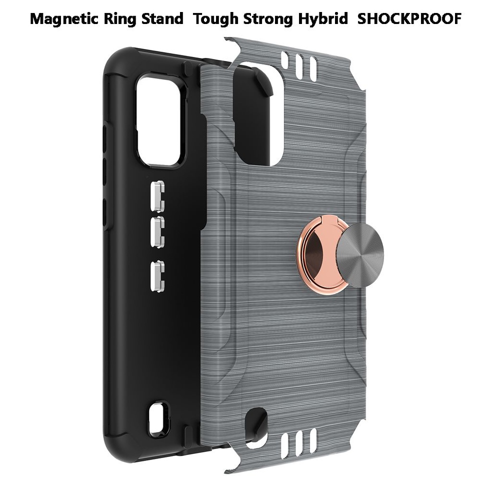 For Wiko Ride 3 Hybrid Rotating Ring Holder Stand Rubber Armor TPU Case Cover - Photo 23 sur 42
