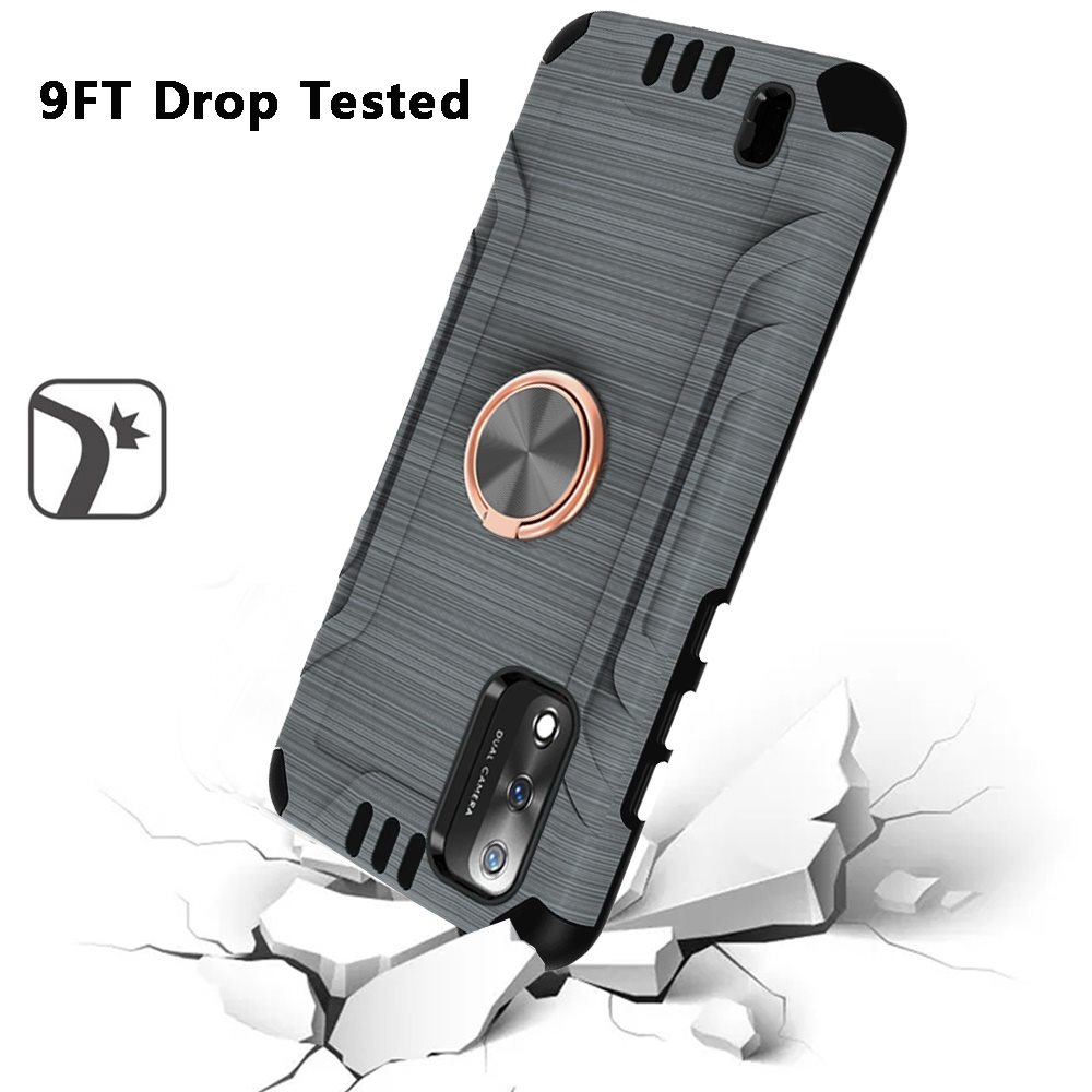 For Wiko Ride 3 Hybrid Rotating Ring Holder Stand Rubber Armor TPU Case Cover - Photo 19 sur 42