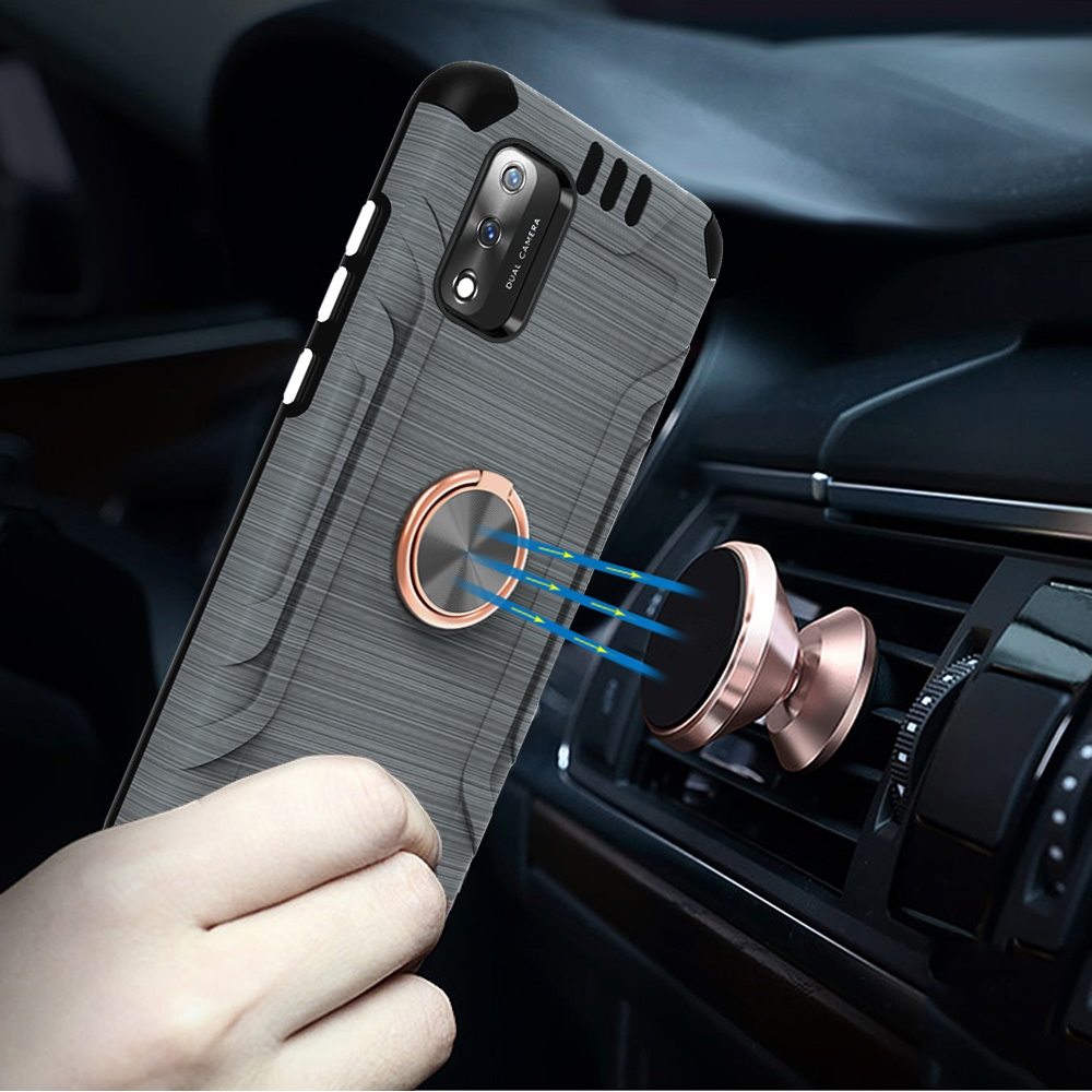 For Wiko Ride 3 Hybrid Rotating Ring Holder Stand Rubber Armor TPU Case Cover - Photo 22 sur 42