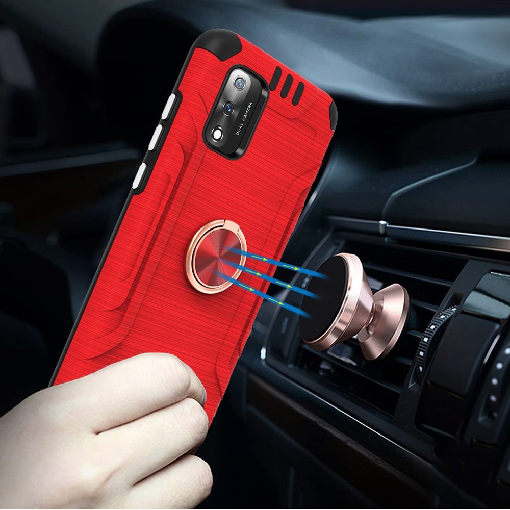 For Wiko Ride 3 Hybrid Rotating Ring Holder Stand Rubber Armor TPU Case Cover - Photo 28 sur 42