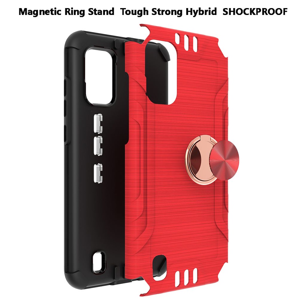 For Wiko Ride 3 Hybrid Rotating Ring Holder Stand Rubber Armor TPU Case Cover - Photo 29 sur 42