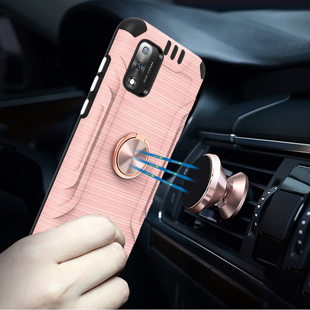 For Wiko Ride 3 Hybrid Rotating Ring Holder Stand Rubber Armor TPU Case Cover - Photo 34 sur 42