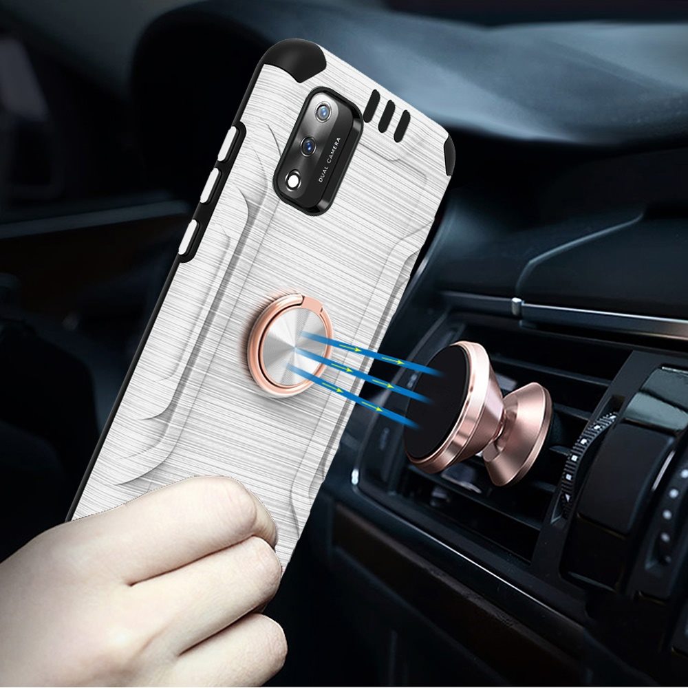 For Wiko Ride 3 Hybrid Rotating Ring Holder Stand Rubber Armor TPU Case Cover - Photo 40 sur 42