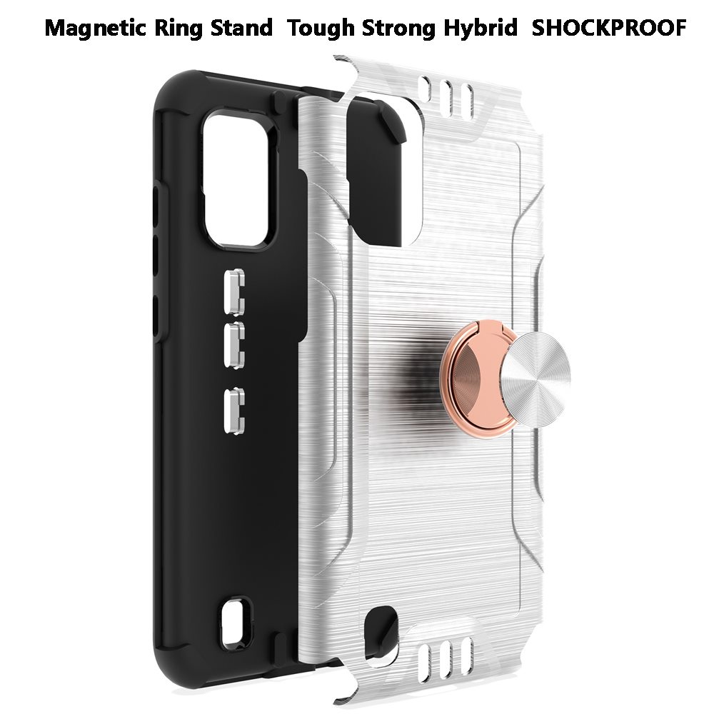 For Wiko Ride 3 Hybrid Rotating Ring Holder Stand Rubber Armor TPU Case Cover - Photo 39 sur 42