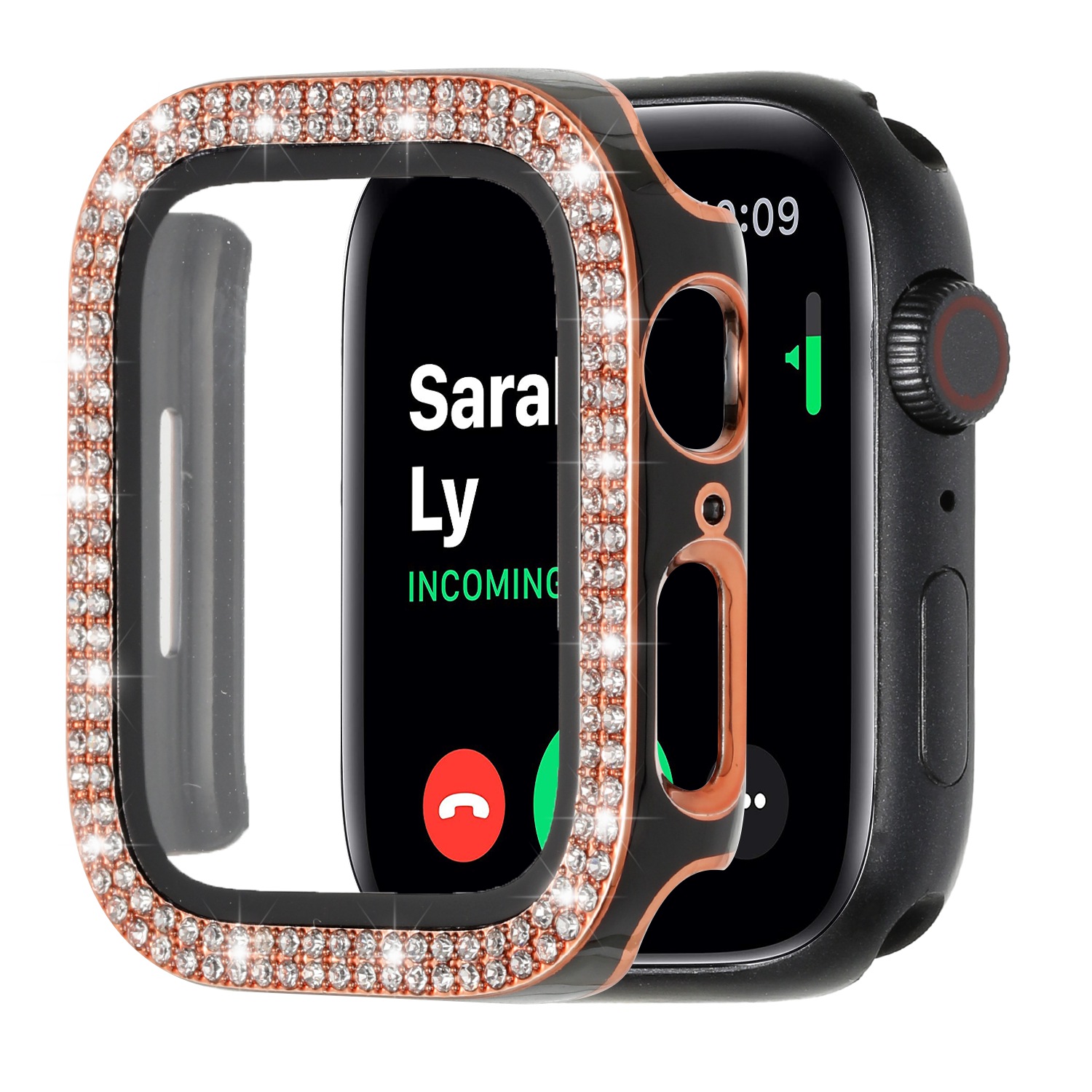 For Apple Watch Series 7/6/SE/5/4/3/2/1 Diamond Case Tempered Glass Screen Cover - Picture 14 of 25