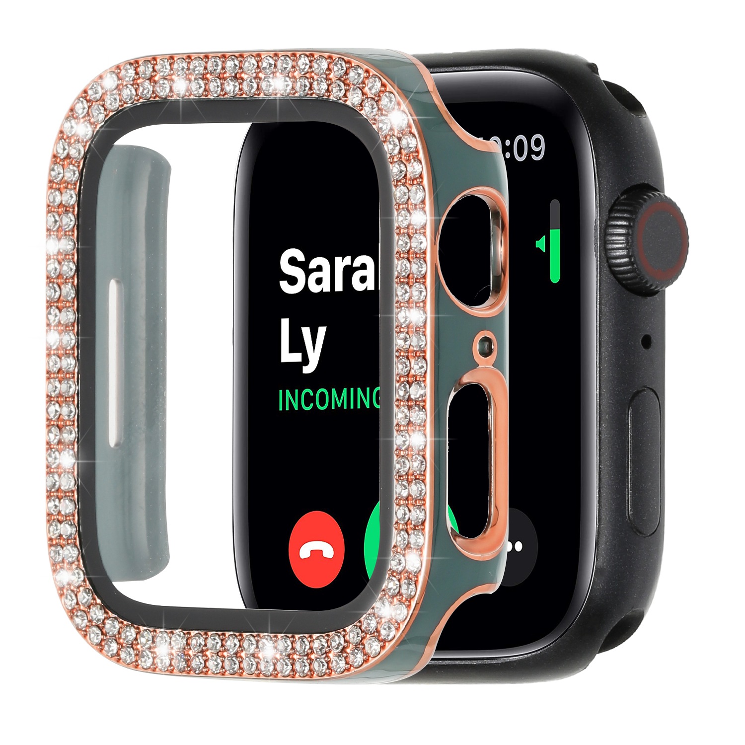 For Apple Watch Series 7/6/SE/5/4/3/2/1 Diamond Case Tempered Glass Screen Cover - Picture 20 of 25