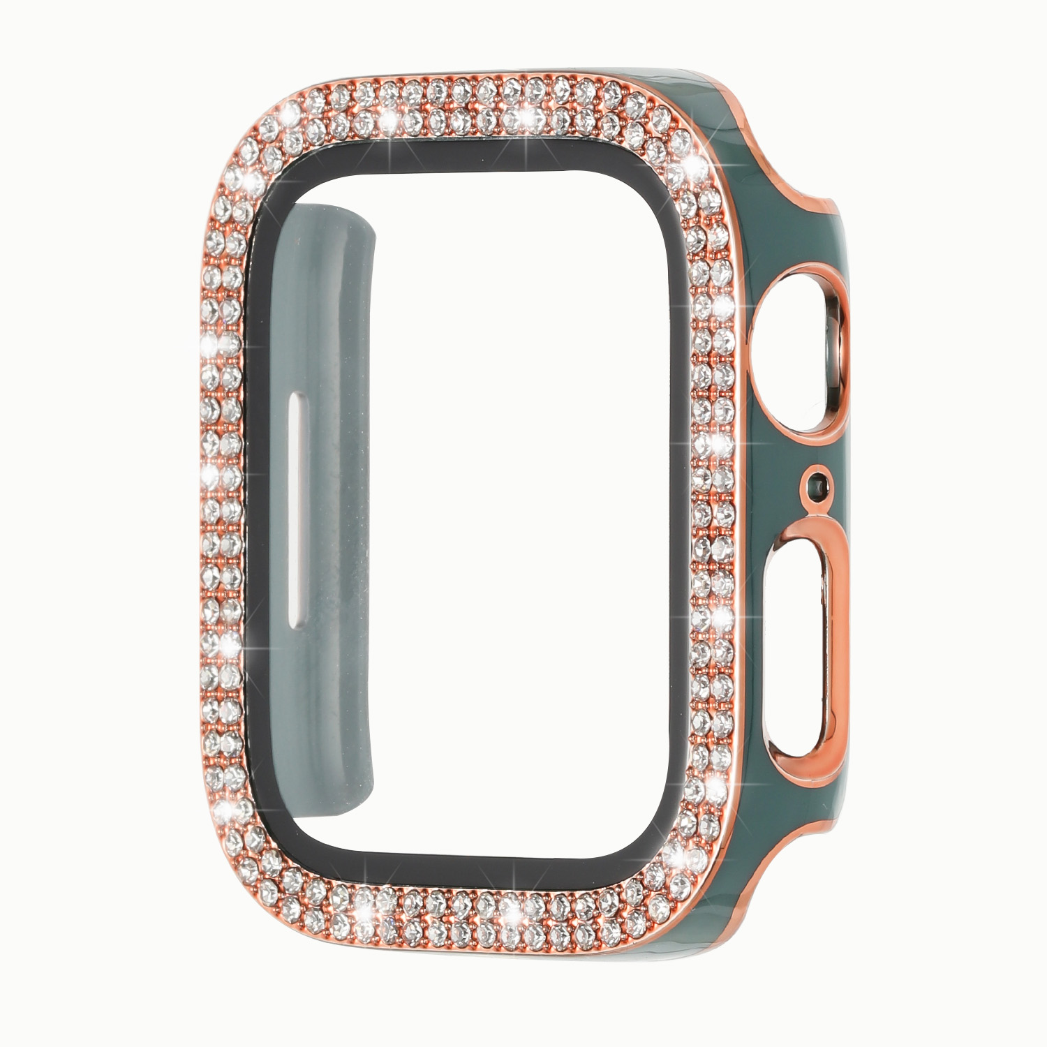 For Apple Watch Series 7/6/SE/5/4/3/2/1 Diamond Case Tempered Glass Screen Cover - Picture 22 of 25