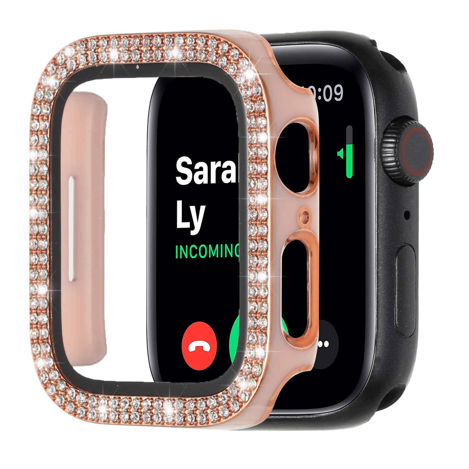 For Apple Watch Series 7/6/SE/5/4/3/2/1 Diamond Case Tempered Glass Screen Cover - Picture 8 of 25