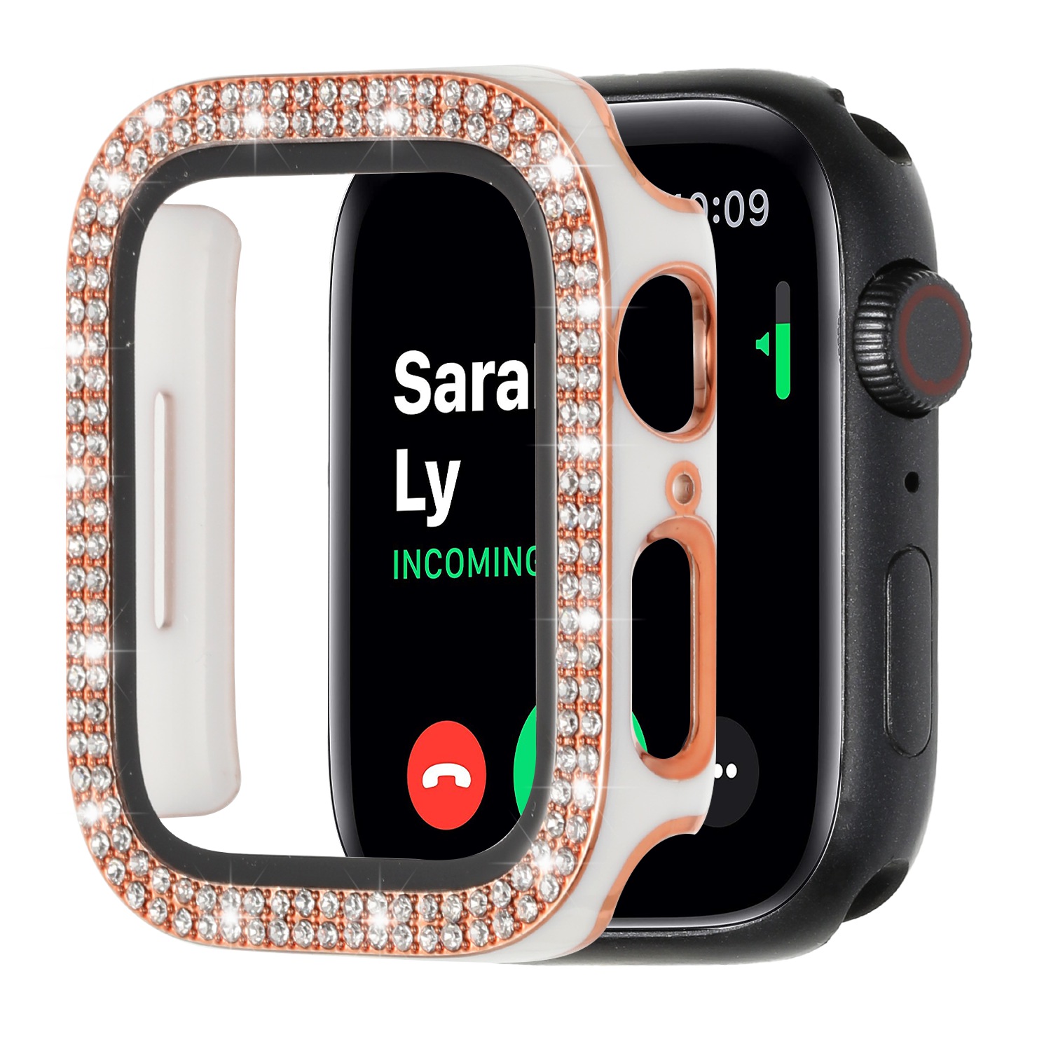 For Apple Watch Series 7/6/SE/5/4/3/2/1 Diamond Case Tempered Glass Screen Cover - Picture 11 of 25
