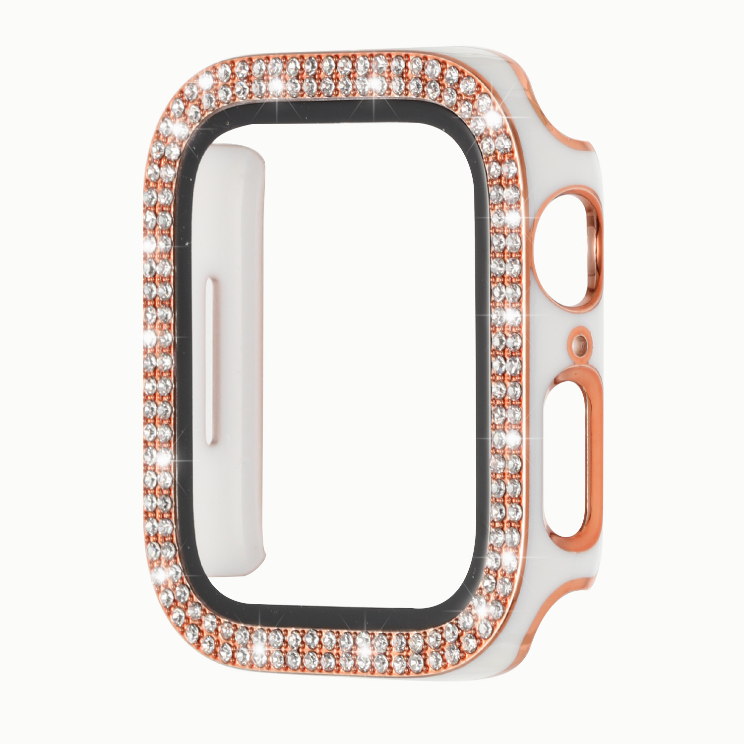 For Apple Watch Series 7/6/SE/5/4/3/2/1 Diamond Case Tempered Glass Screen Cover - Picture 13 of 25