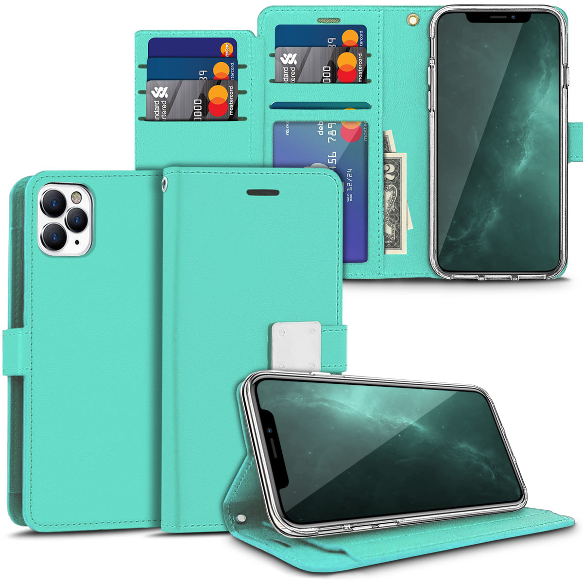 For Boost Mobile Celero 5G leather Wallet Card Slot folio Pouch Flip Case Cover - Picture 24 of 48