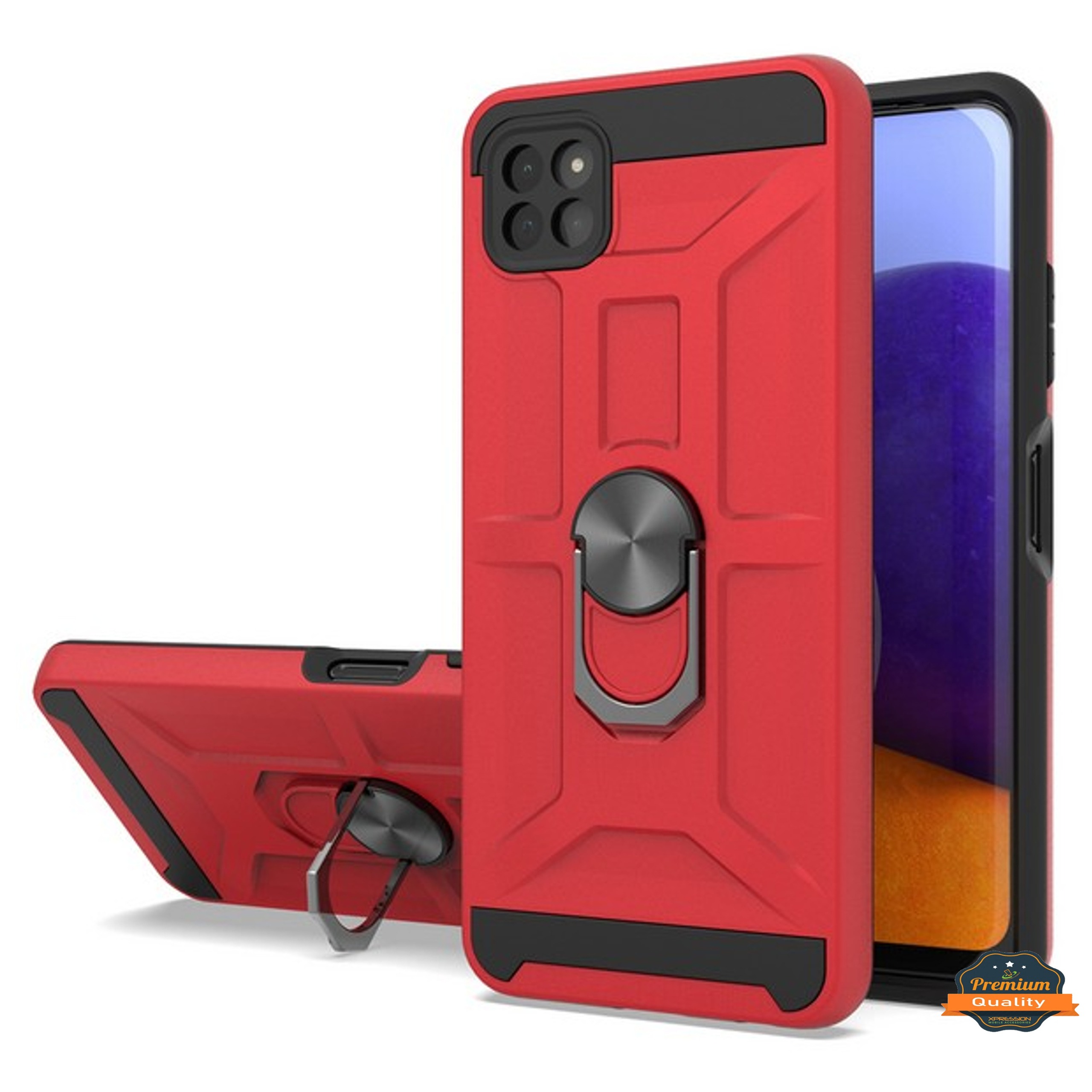 For Boost Mobile Celero 5G Hybrid Ring Stand Armor Shockproof Rubber Case Cover - Picture 38 of 73