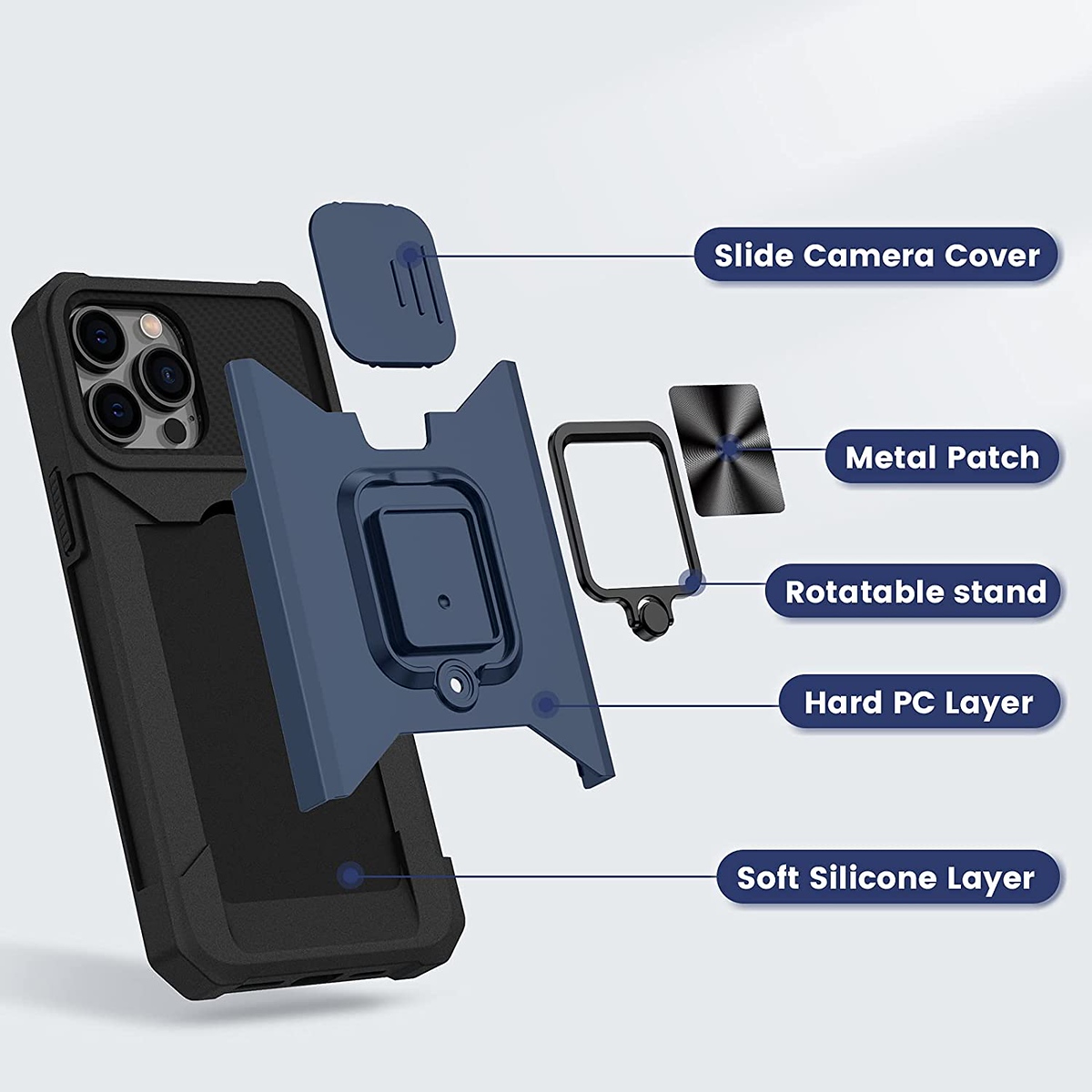 For Apple iPhone 13 Pro Max Wallet Case with Camera Card Slot & Ring Stand Cover - Picture 25 of 45