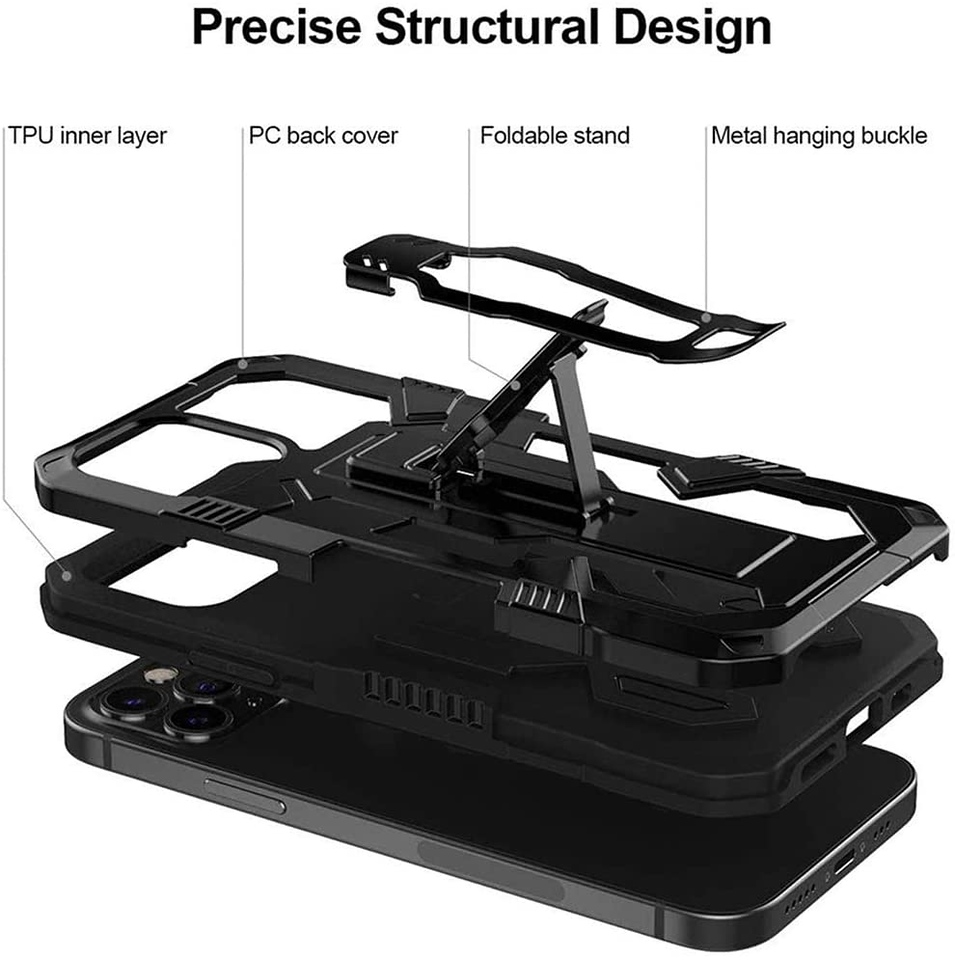 For Apple iPhone 13 Pro Max Hybrid Dual Layer w/ Belt Clip Kickstand Case Cover - Picture 17 of 41