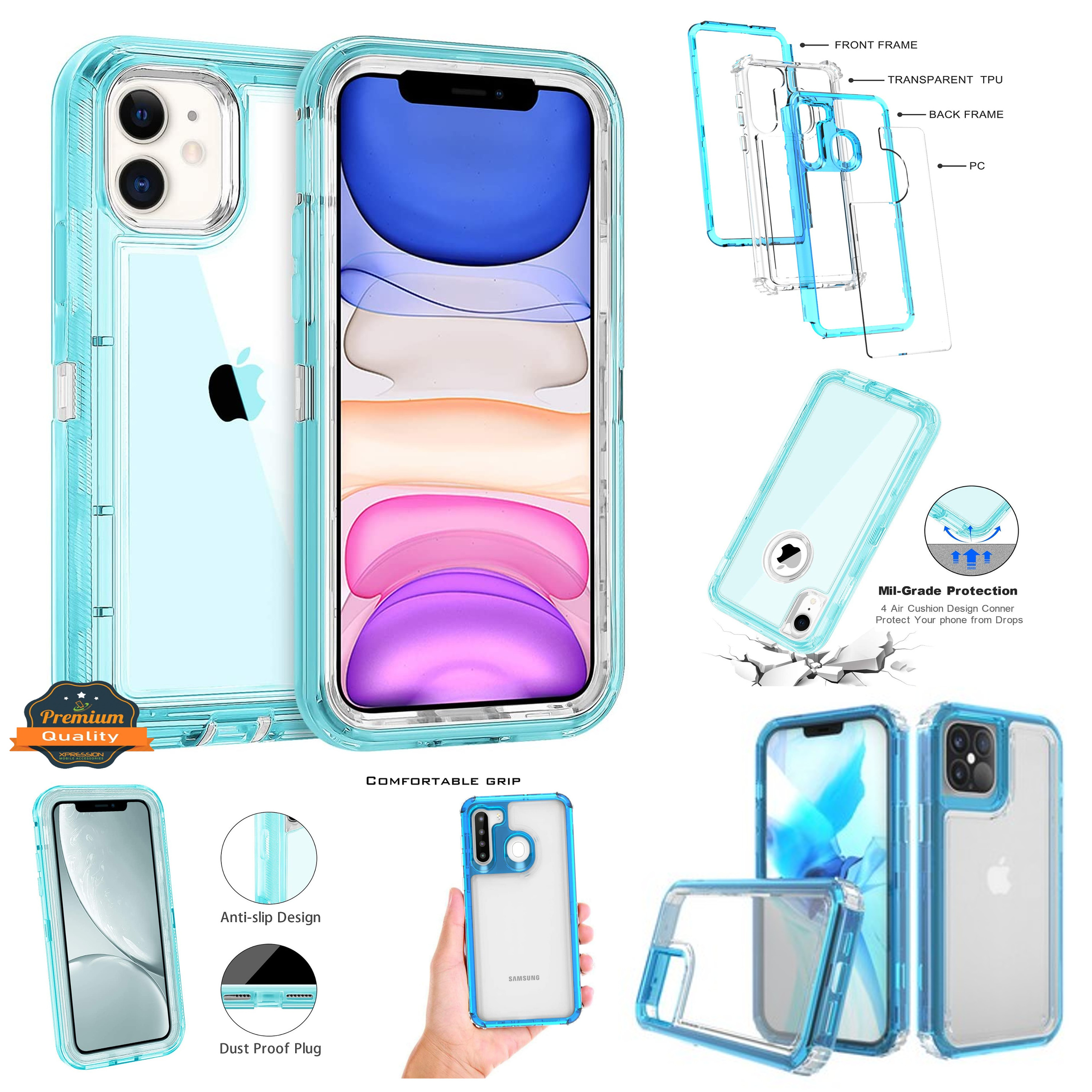 For Apple iPhone 13 Pro Max Clear Heavy Duty Full Body Shock Hybrid Case Cover - Picture 25 of 40
