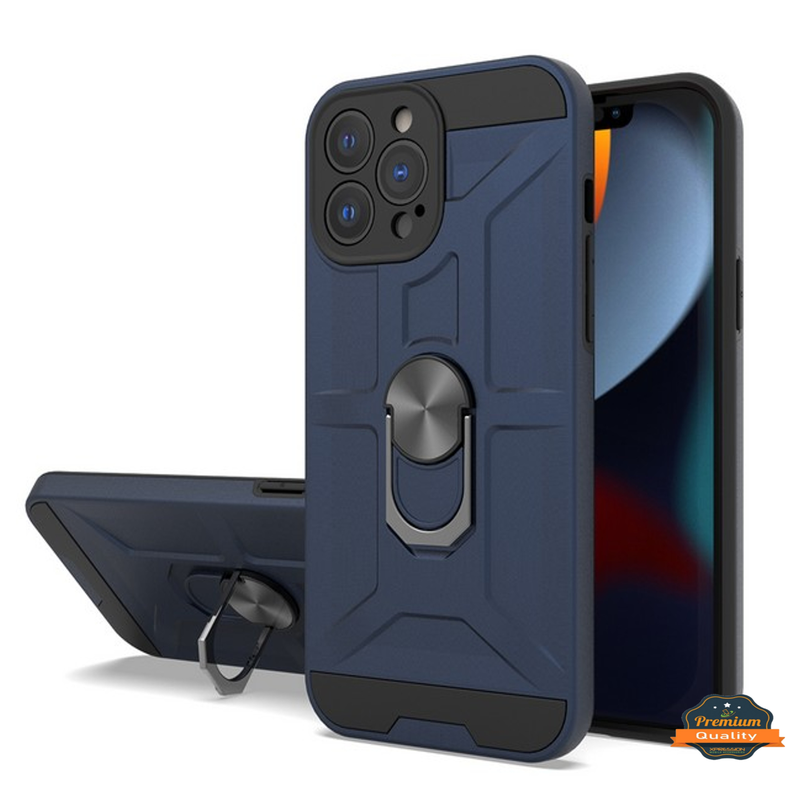 For Apple iPhone 13 Pro Max Hybrid Ring 360° Rotatable Magnetic Stand Case Cover - Picture 65 of 73