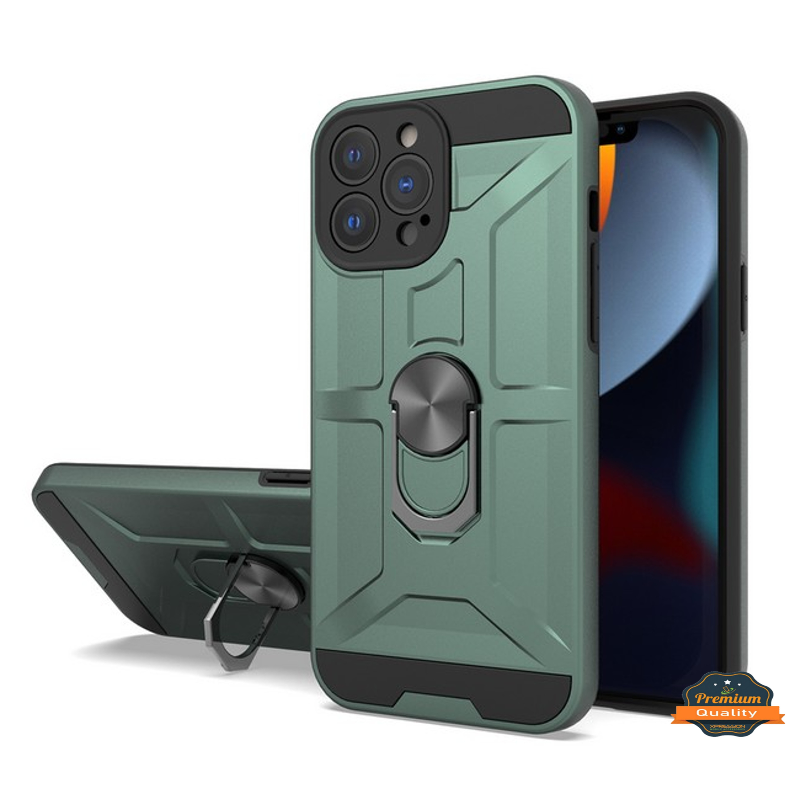 For Apple iPhone 13 Pro Max Hybrid Ring 360° Rotatable Magnetic Stand Case Cover - Picture 29 of 73