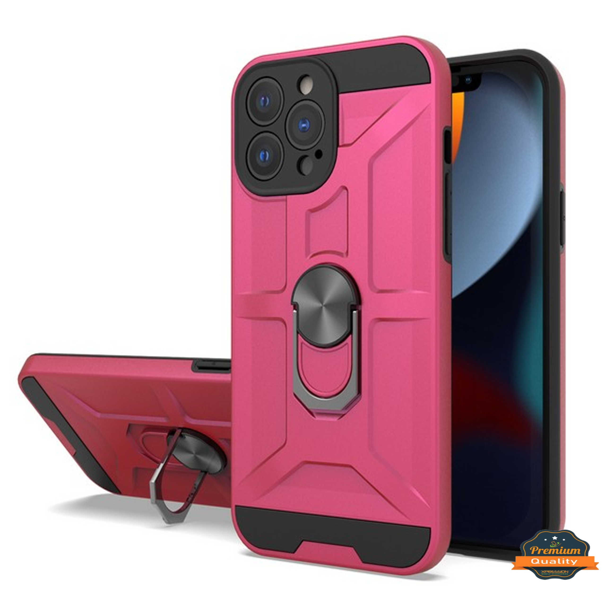 For Apple iPhone 13 Pro Max Hybrid Ring 360° Rotatable Magnetic Stand Case Cover - Picture 56 of 73