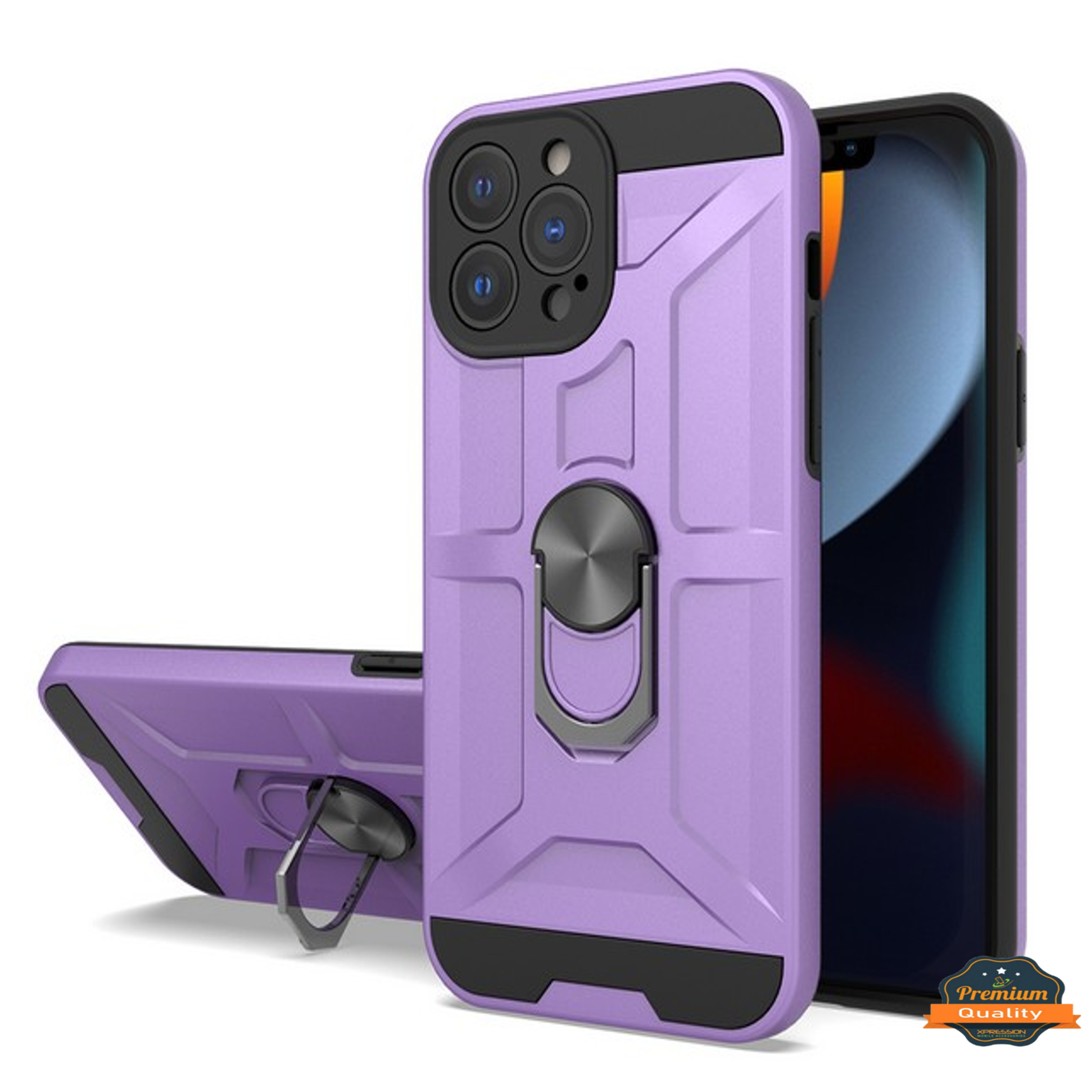For Apple iPhone 13 Pro Max Hybrid Ring 360° Rotatable Magnetic Stand Case Cover - Picture 47 of 73