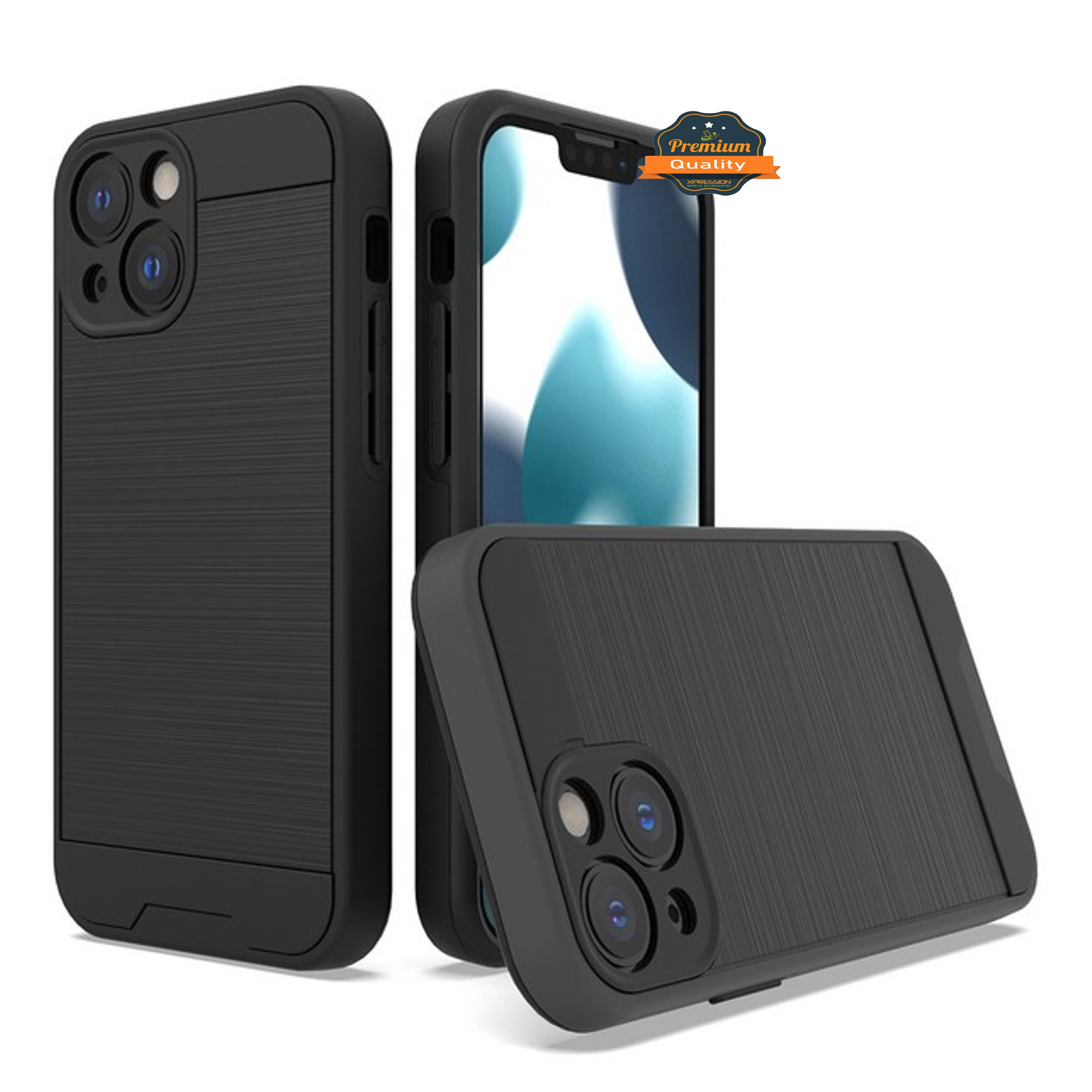 For Apple iPhone 13 /Pro /Mini Rugged Brushed Texture Hybrid 2in1 TPU Case Cover - Picture 10 of 57