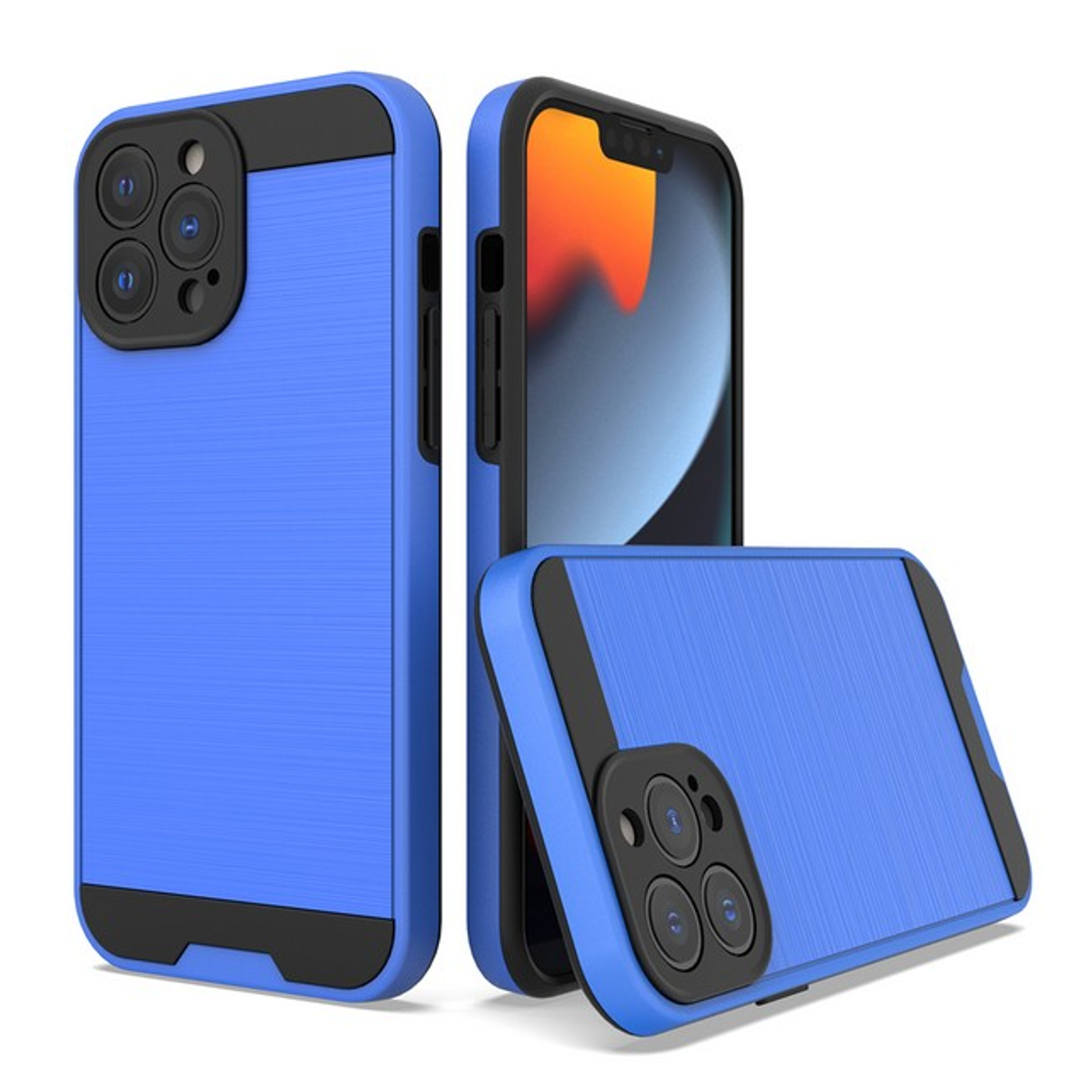 For Apple iPhone 13 /Pro /Mini Rugged Brushed Texture Hybrid 2in1 TPU Case Cover - Picture 19 of 57