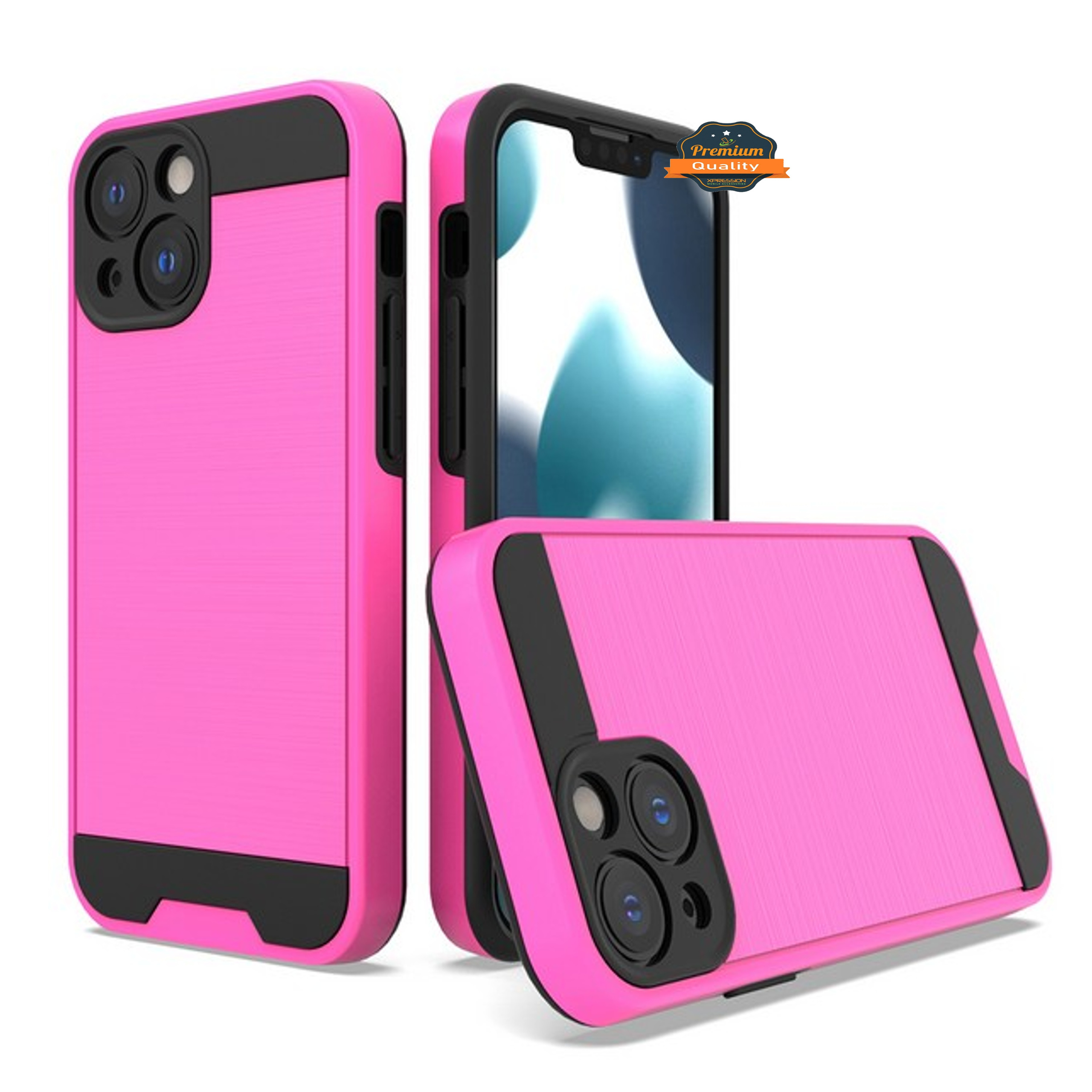 For Apple iPhone 13 /Pro /Mini Rugged Brushed Texture Hybrid 2in1 TPU Case Cover - Picture 42 of 57