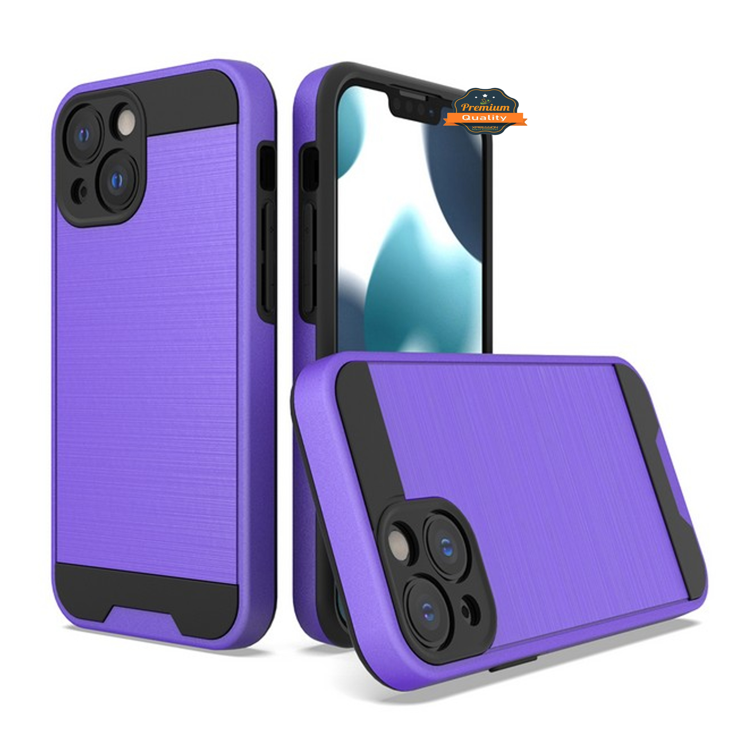 For Apple iPhone 13 /Pro /Mini Rugged Brushed Texture Hybrid 2in1 TPU Case Cover - Picture 34 of 57