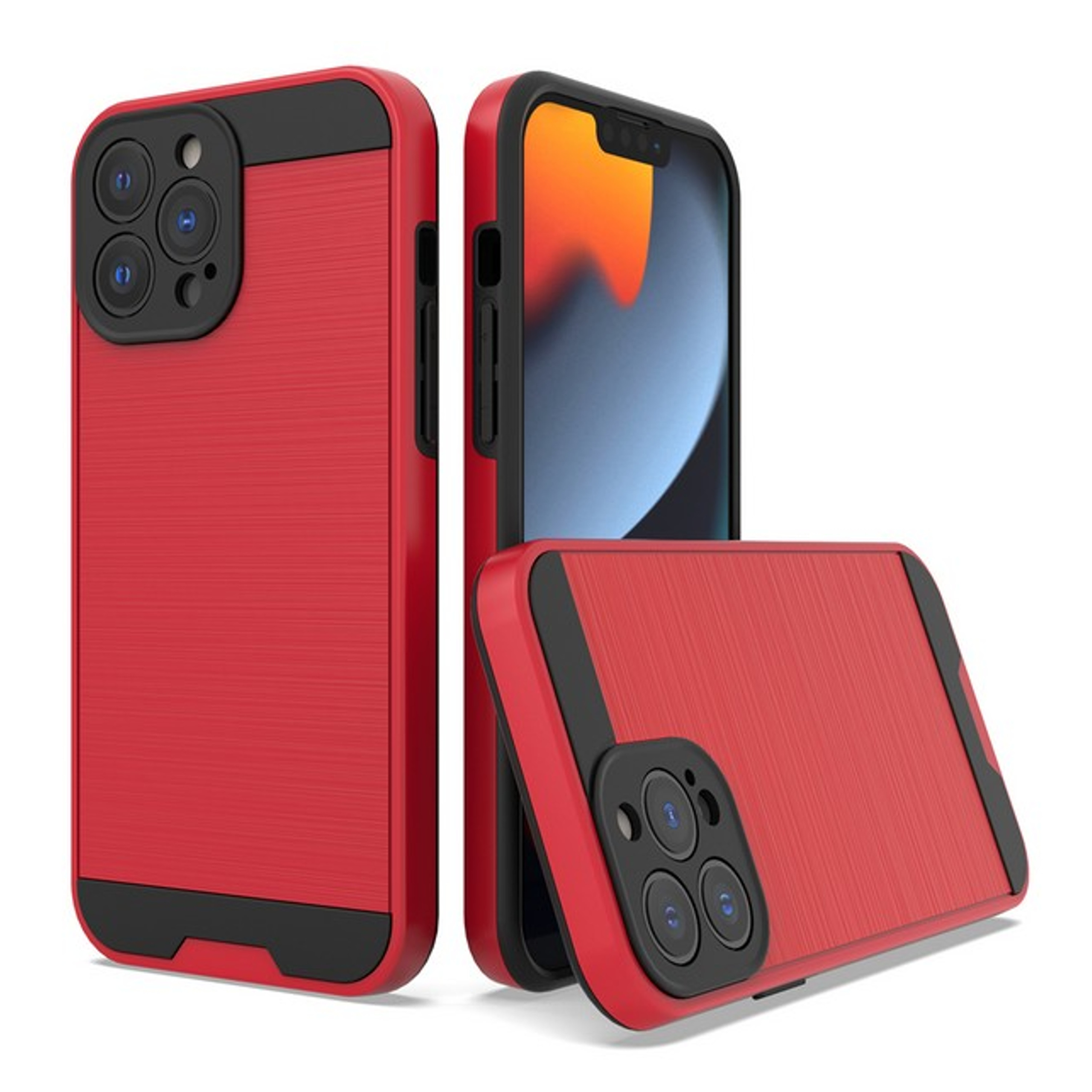 For Apple iPhone 13 /Pro /Mini Rugged Brushed Texture Hybrid 2in1 TPU Case Cover - Picture 27 of 57