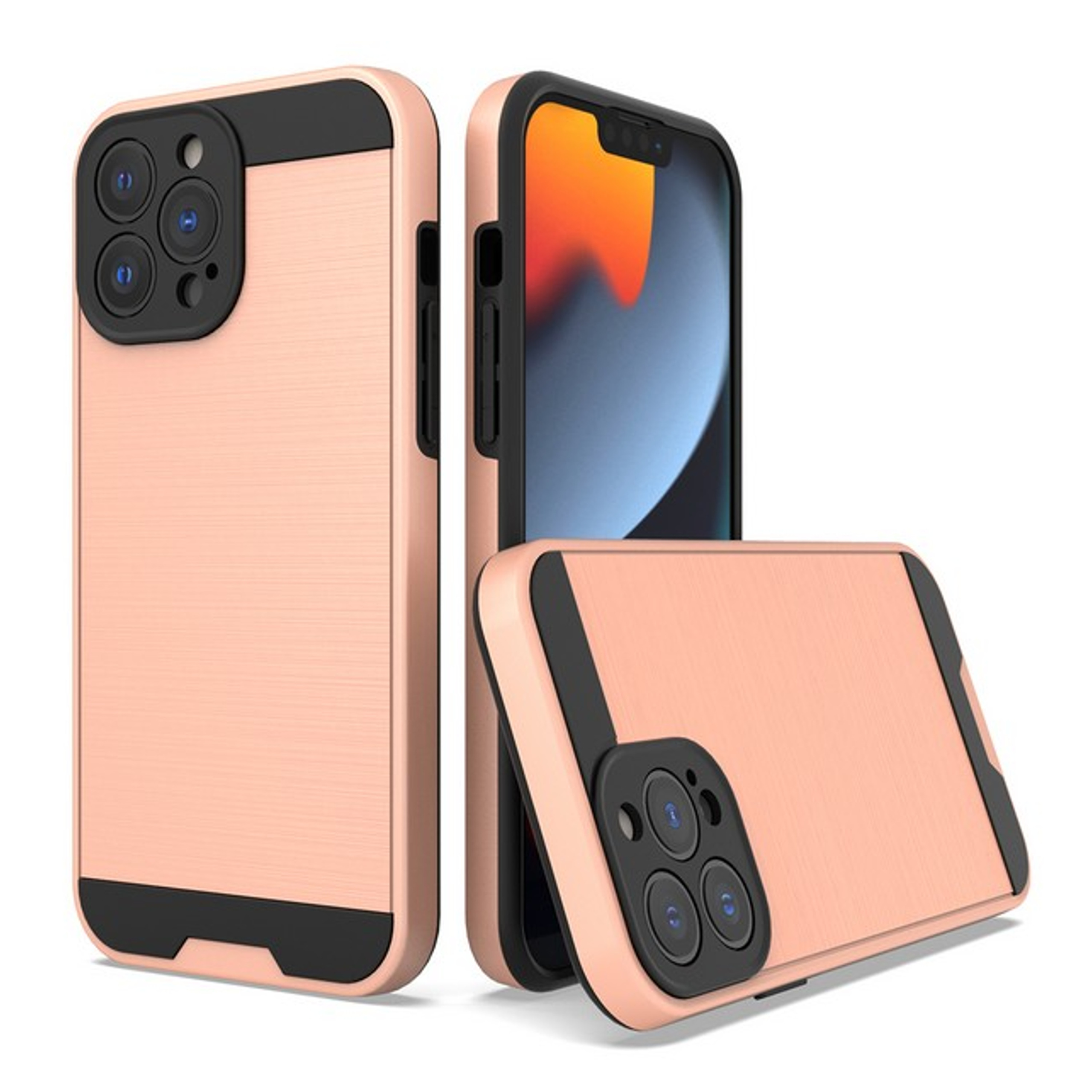 For Apple iPhone 13 /Pro /Mini Rugged Brushed Texture Hybrid 2in1 TPU Case Cover - Picture 51 of 57