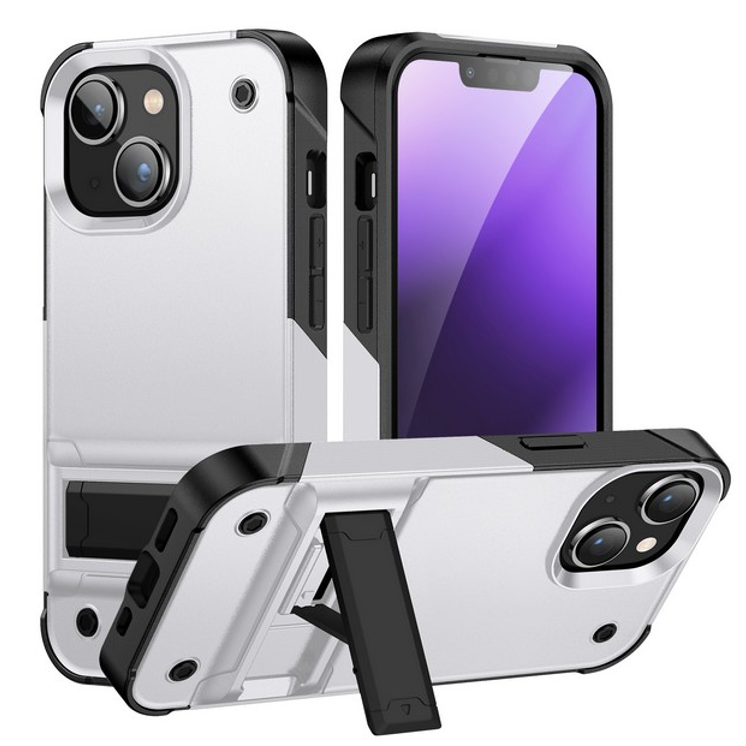 For Apple iPhone 14 /Plus Pro Max Heavy Duty Kickstand Hybrid Armor Case Cover - Picture 9 of 43
