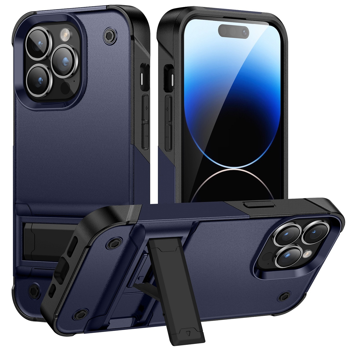 For Apple iPhone 14 /Plus Pro Max Heavy Duty Kickstand Hybrid Armor Case Cover - Picture 25 of 43