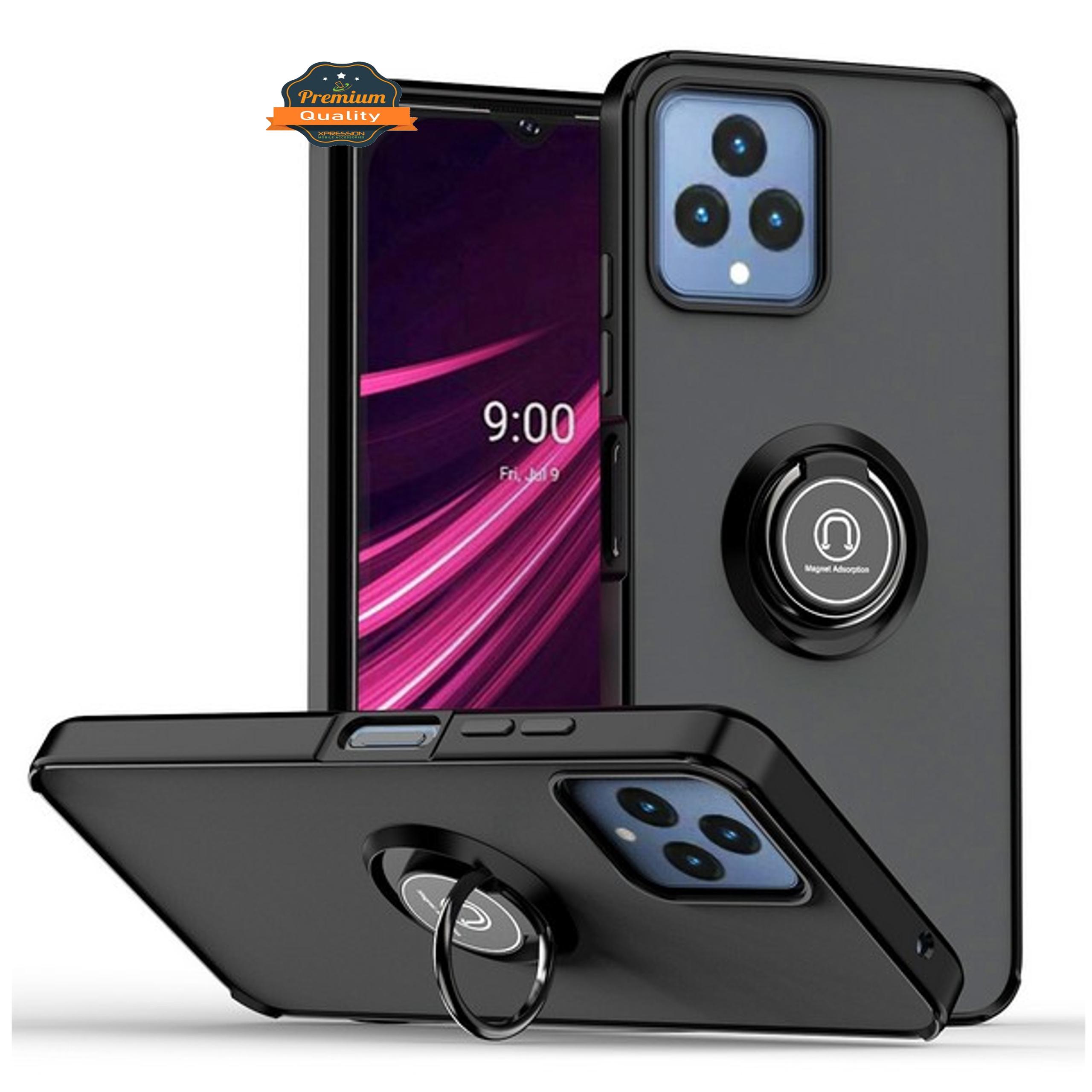 For T-Mobile Revvl 6 Pro 5G /Revvl 6 5G Matte Hybrid Case with Ring Stand Cover - Picture 11 of 45