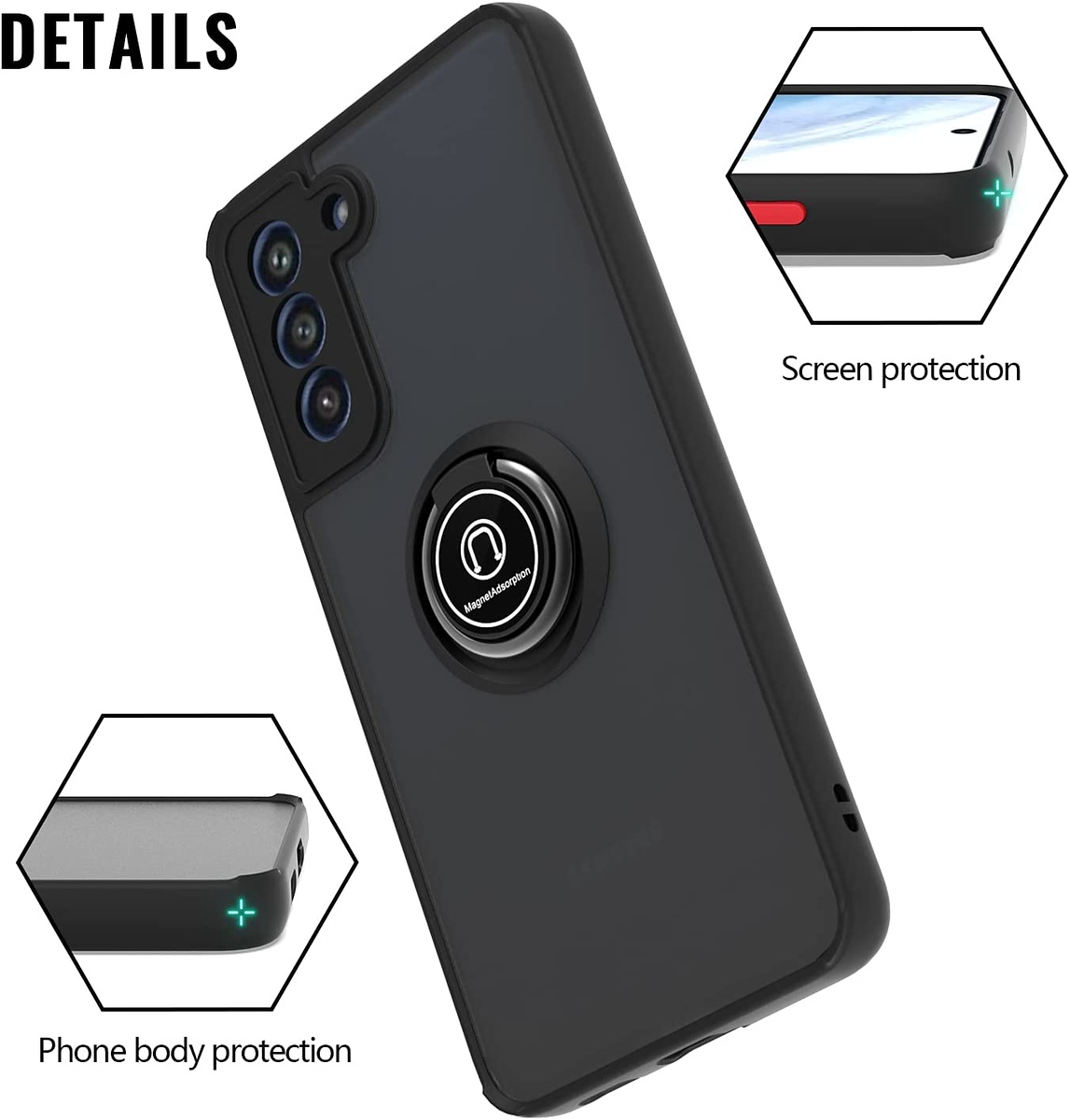 For T-Mobile Revvl 6 Pro 5G /Revvl 6 5G Matte Hybrid Case with Ring Stand Cover - Picture 16 of 45