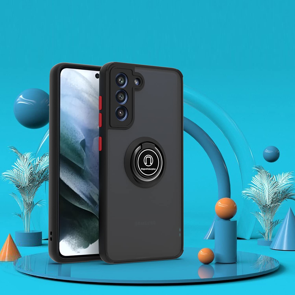 For T-Mobile Revvl 6 Pro 5G /Revvl 6 5G Matte Hybrid Case with Ring Stand Cover - Picture 18 of 45
