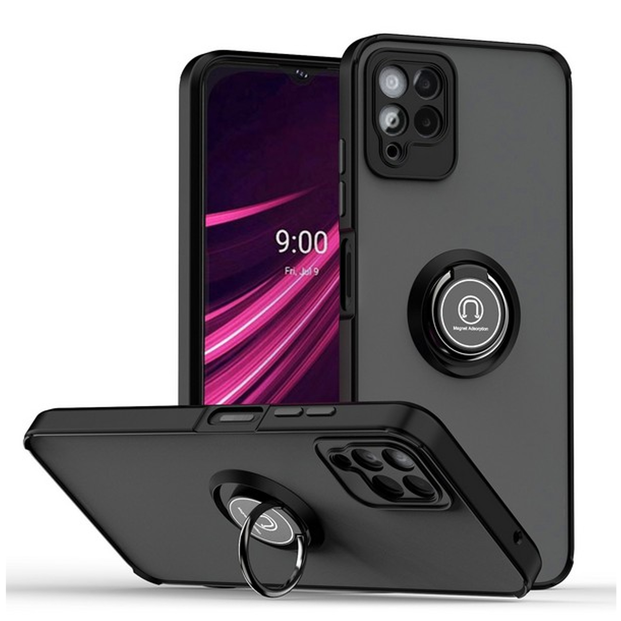 For T-Mobile Revvl 6 Pro 5G /Revvl 6 5G Matte Hybrid Case with Ring Stand Cover - Picture 12 of 45