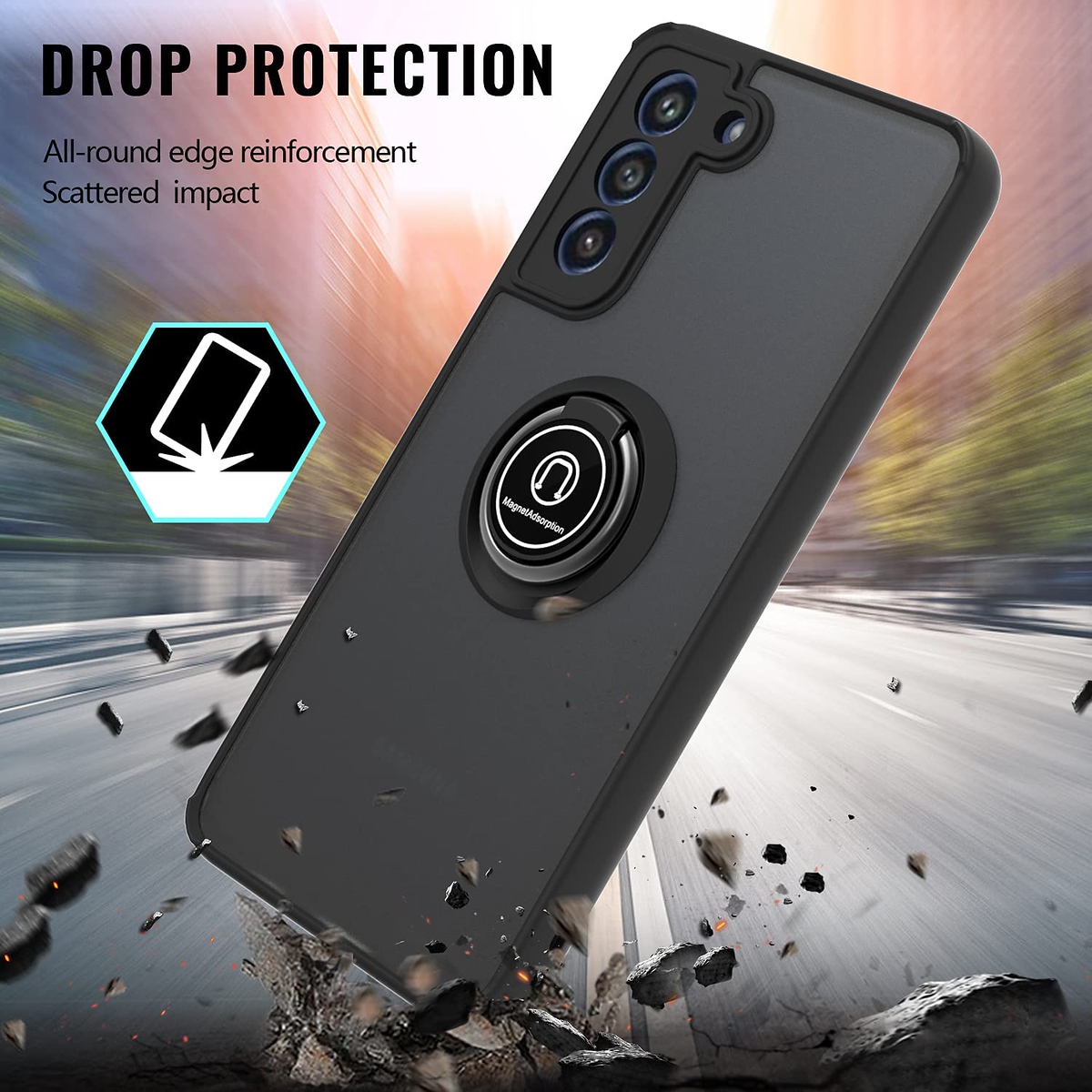 For T-Mobile Revvl 6 Pro 5G /Revvl 6 5G Matte Hybrid Case with Ring Stand Cover - Picture 15 of 45