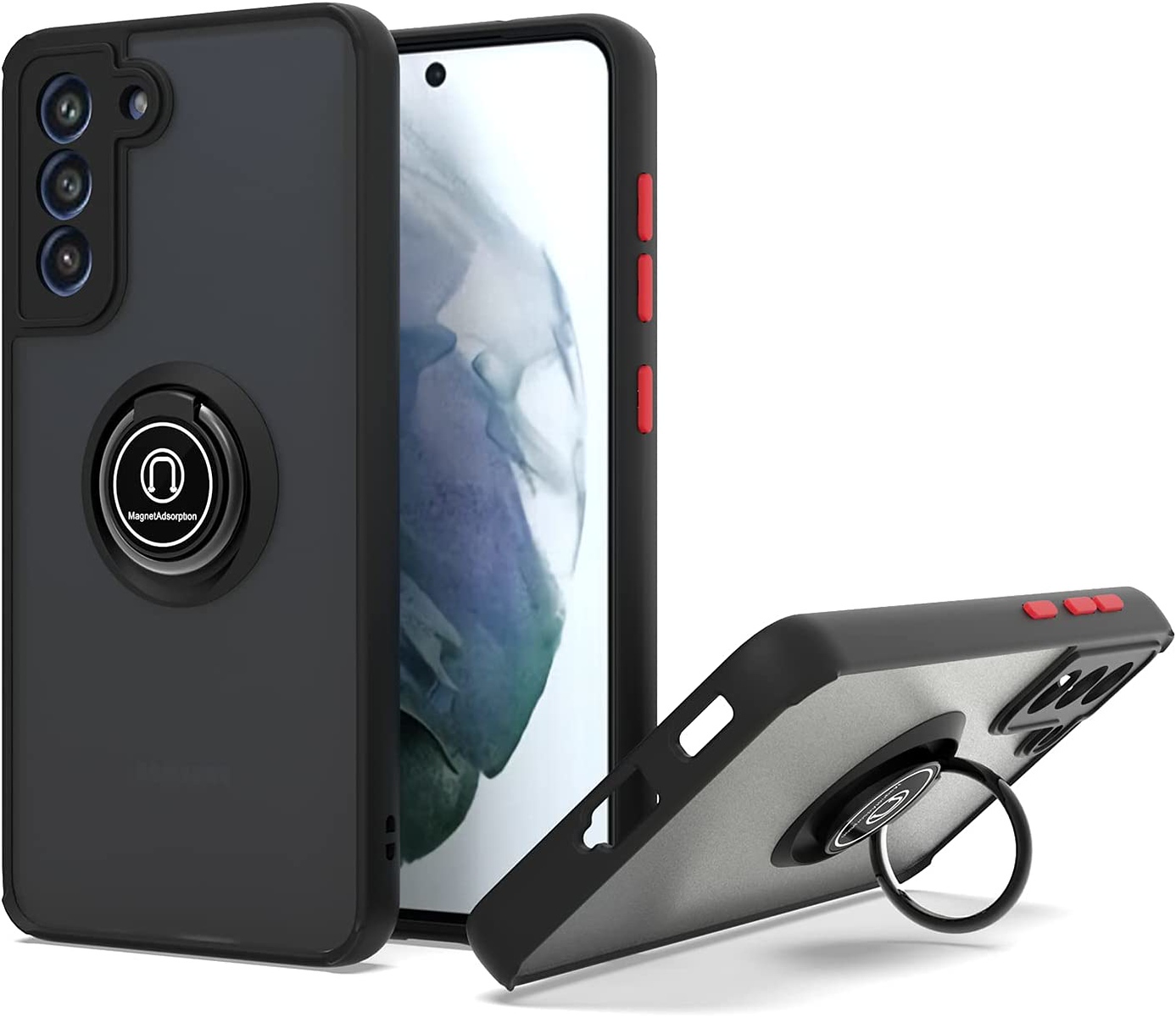 For T-Mobile Revvl 6 Pro 5G /Revvl 6 5G Matte Hybrid Case with Ring Stand Cover - Picture 13 of 45