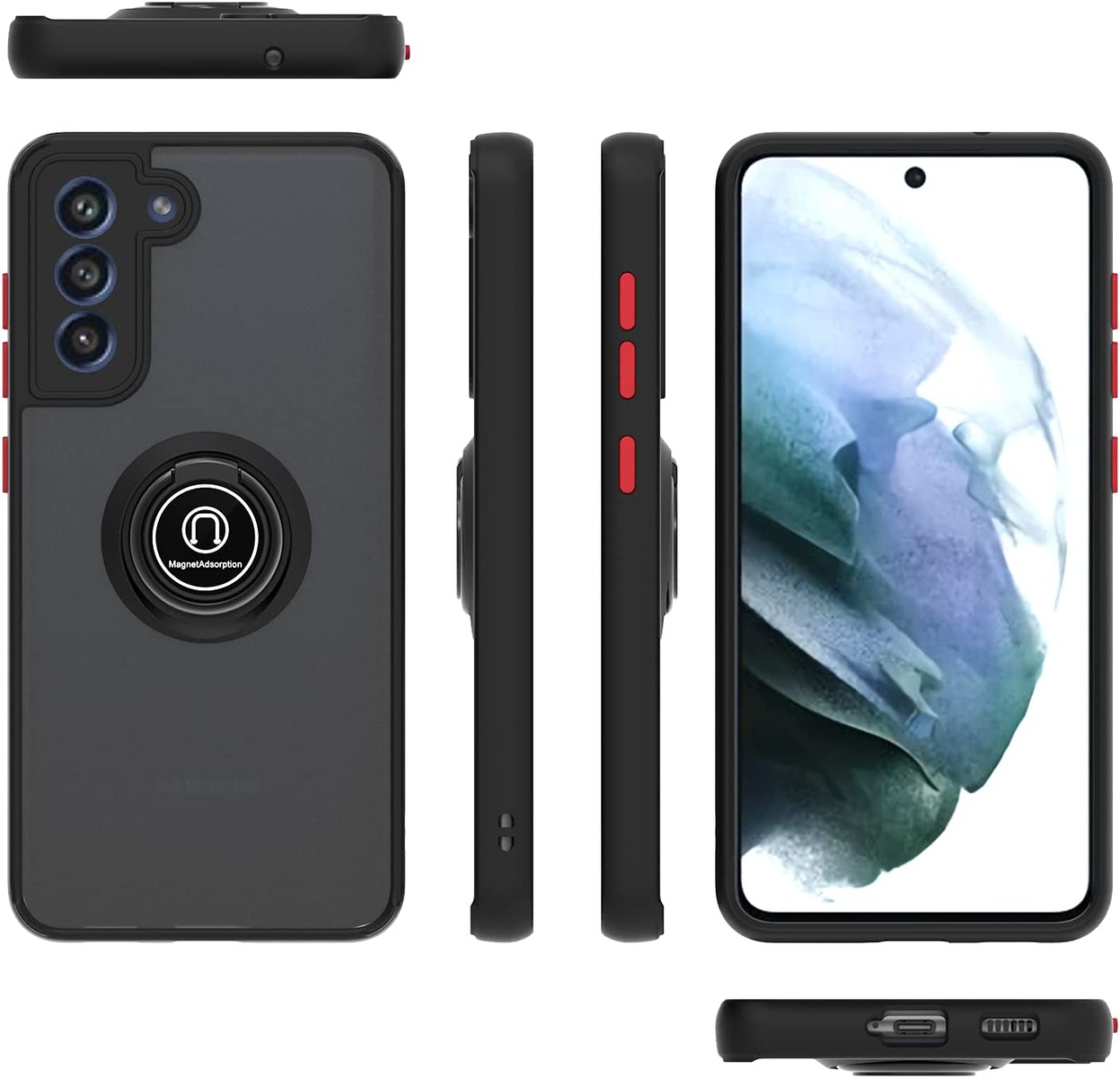 For T-Mobile Revvl 6 Pro 5G /Revvl 6 5G Matte Hybrid Case with Ring Stand Cover - Picture 14 of 45
