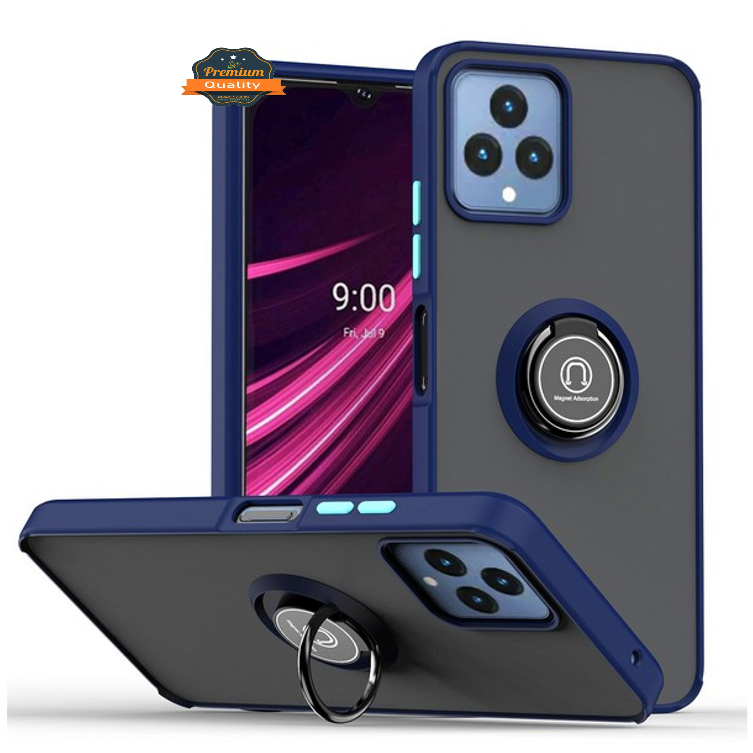 For T-Mobile Revvl 6 Pro 5G /Revvl 6 5G Matte Hybrid Case with Ring Stand Cover - Picture 20 of 45